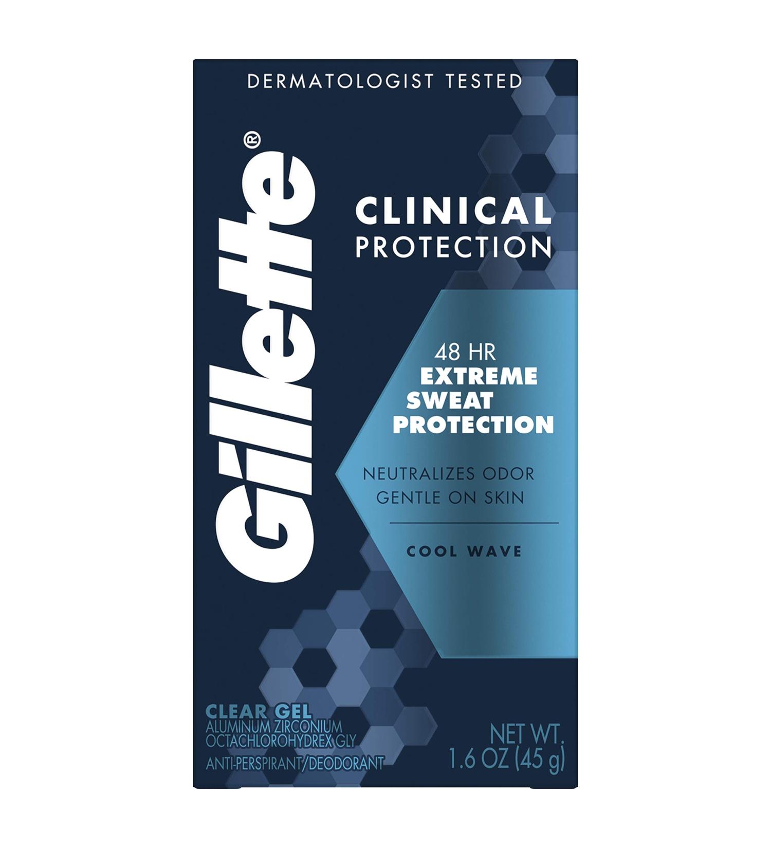 Gillette Clinical Strength Men's Antiperspirant Deodorant - Cool Wave Scent - Clear Gel - 1.6 oz - Buy Online on GoSupps.com