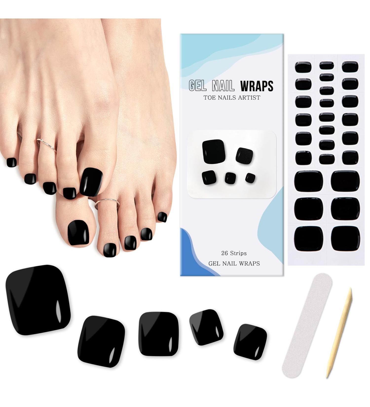 Shop Ceboic Half-Hardened Gel Nail Films - 26 Self-Adhesive Black Pedi Wraps for Long-Lasting Nail Art | International Shipping Available - Buy Online on GoSupps.com