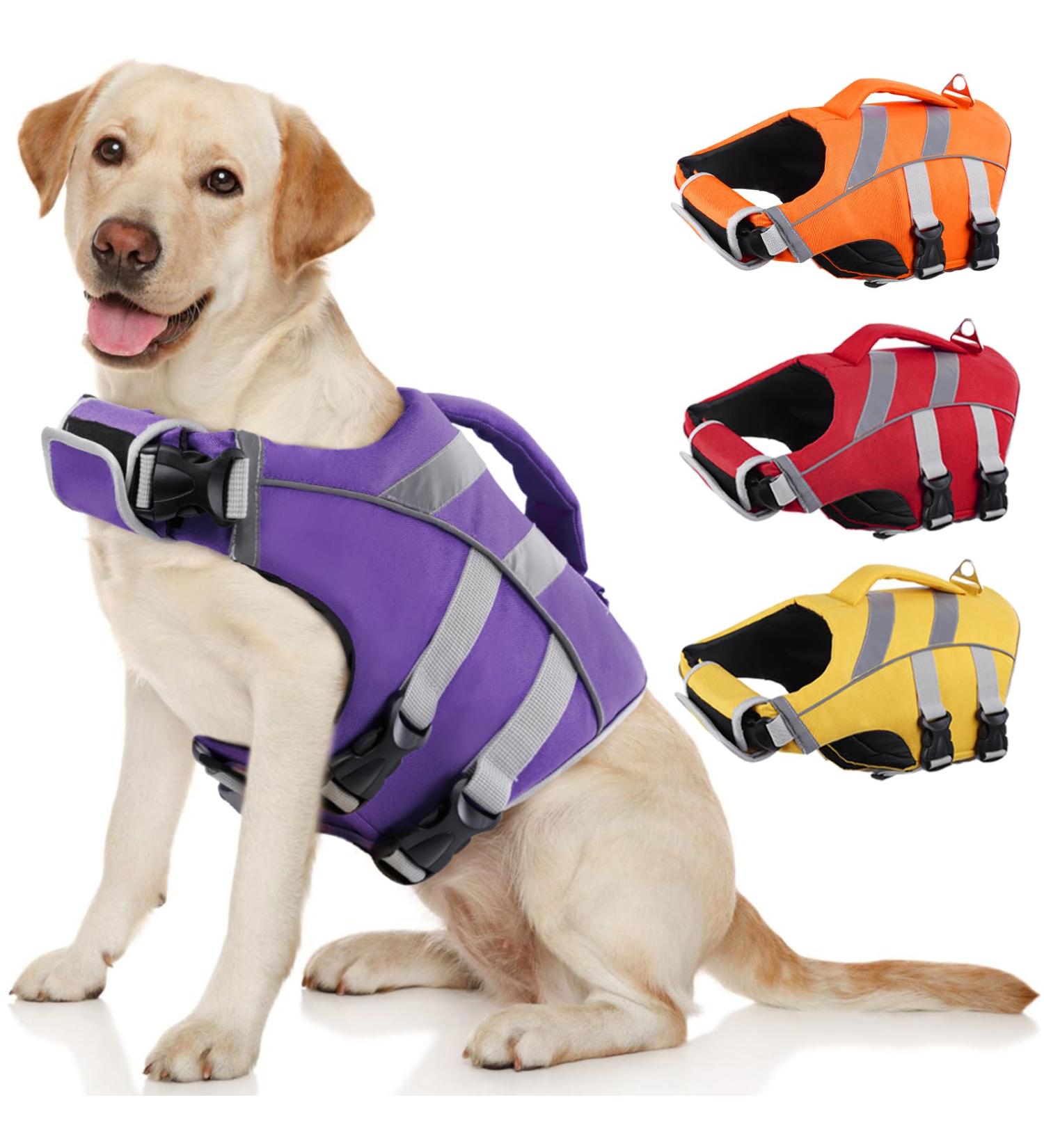 Buy Kuoser Dog Life Jacket Durable Buoyancy Vest for Small to XXL Dogs High Safety & Comfort in Purple - Buy Online on GoSupps.com