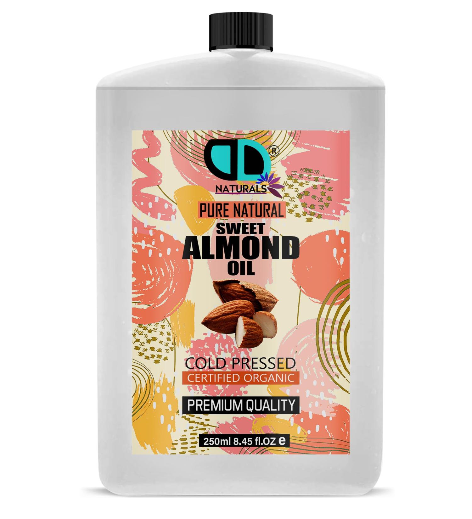 Pure Almond Oil for Aromatherapy, Massage, Moisturizing, Suitable for Dry Sensitive Skin and Hair, Nails, Cuticles, Ears, Face, Body, Stretch Marks (250ml, Post)