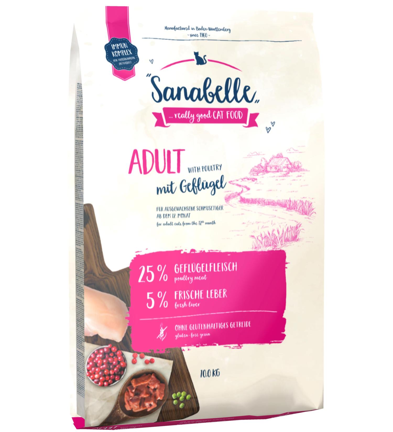 Sanabelle Adult with Poultry | Premium Dry Cat Food for Adult Cats (12+ Months) | 6 x 400 g Pack - International Shipping Available - Buy Online on GoSupps.com