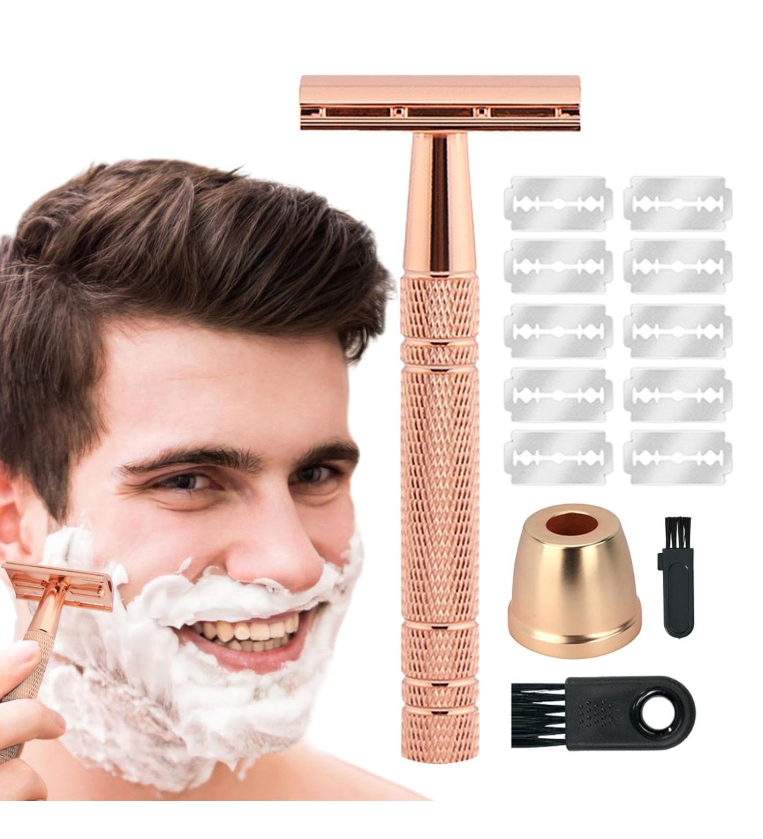 Premium Safety Razor - Reusable Double Edge Metal Shaver for Men & Women | Anti-Slip Long Handle | Perfect for Travel - Buy Online on GoSupps.com