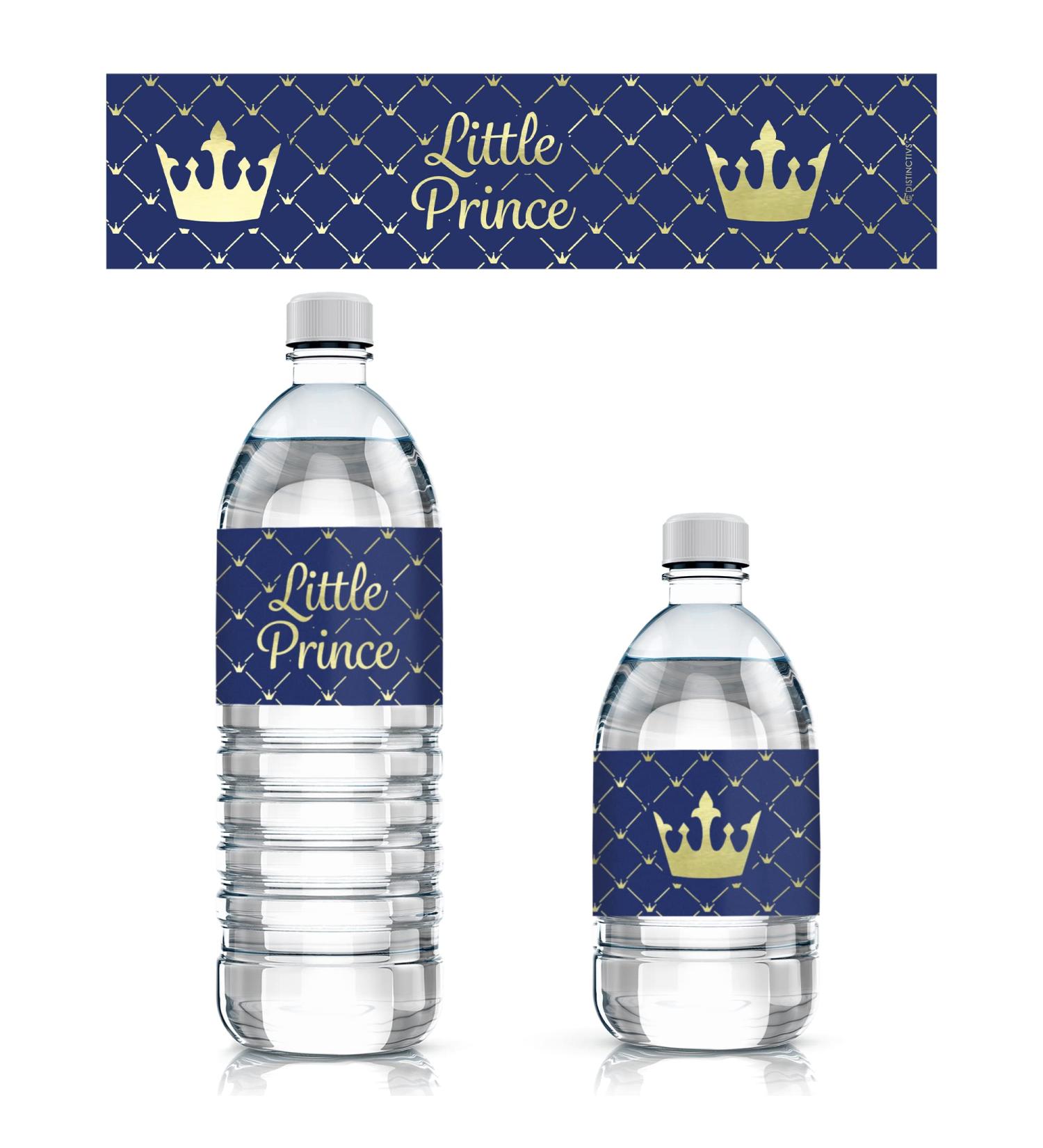 Royal Prince Baby Shower Water Bottle Labels - 24 Shiny Foil Stickers - Buy Online on GoSupps.com