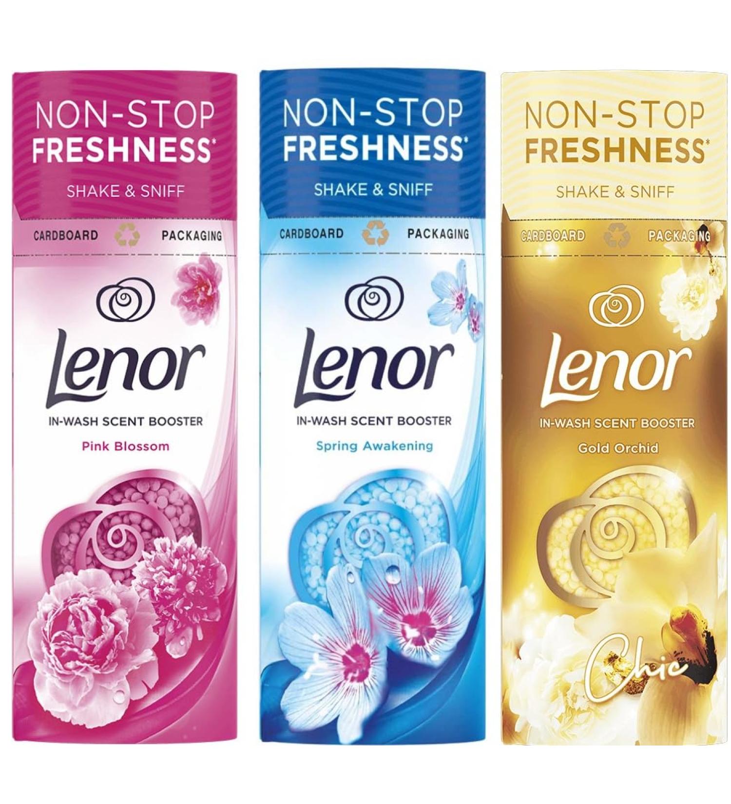 Lenor in Wash Scent Booster Beads Mixed Scented Bundle: Pink Blossom Fragrance 176 gr + Spring Awakening Scent 176 gr + Gold Orchid Scent 176 gr - Buy Online on GoSupps.com