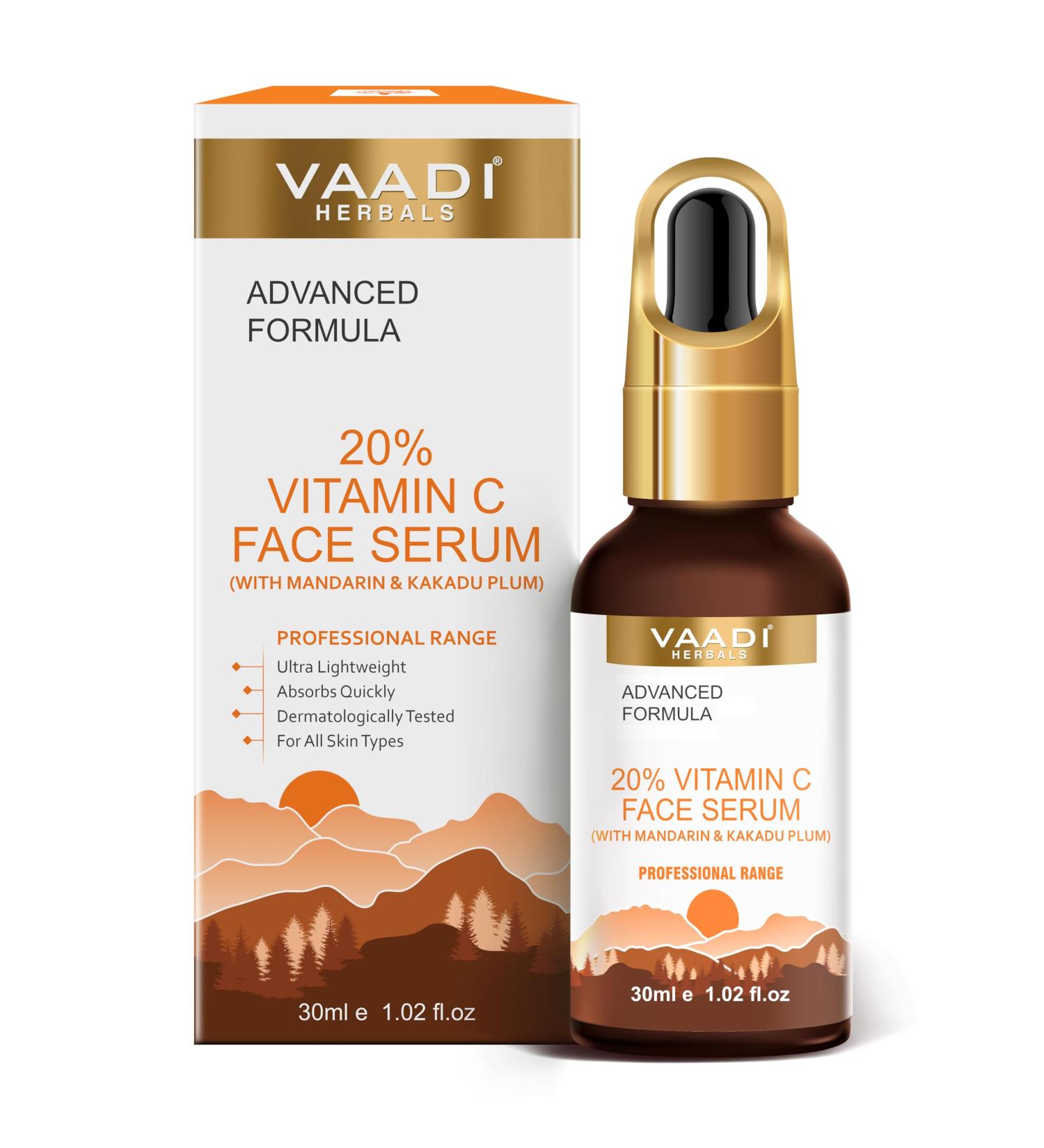 Vitamin C Face Serum (20%) with Mandarin & Kakadu Plum - Brightening 30 ml | Anti-Aging Skincare - Buy Online on GoSupps.com