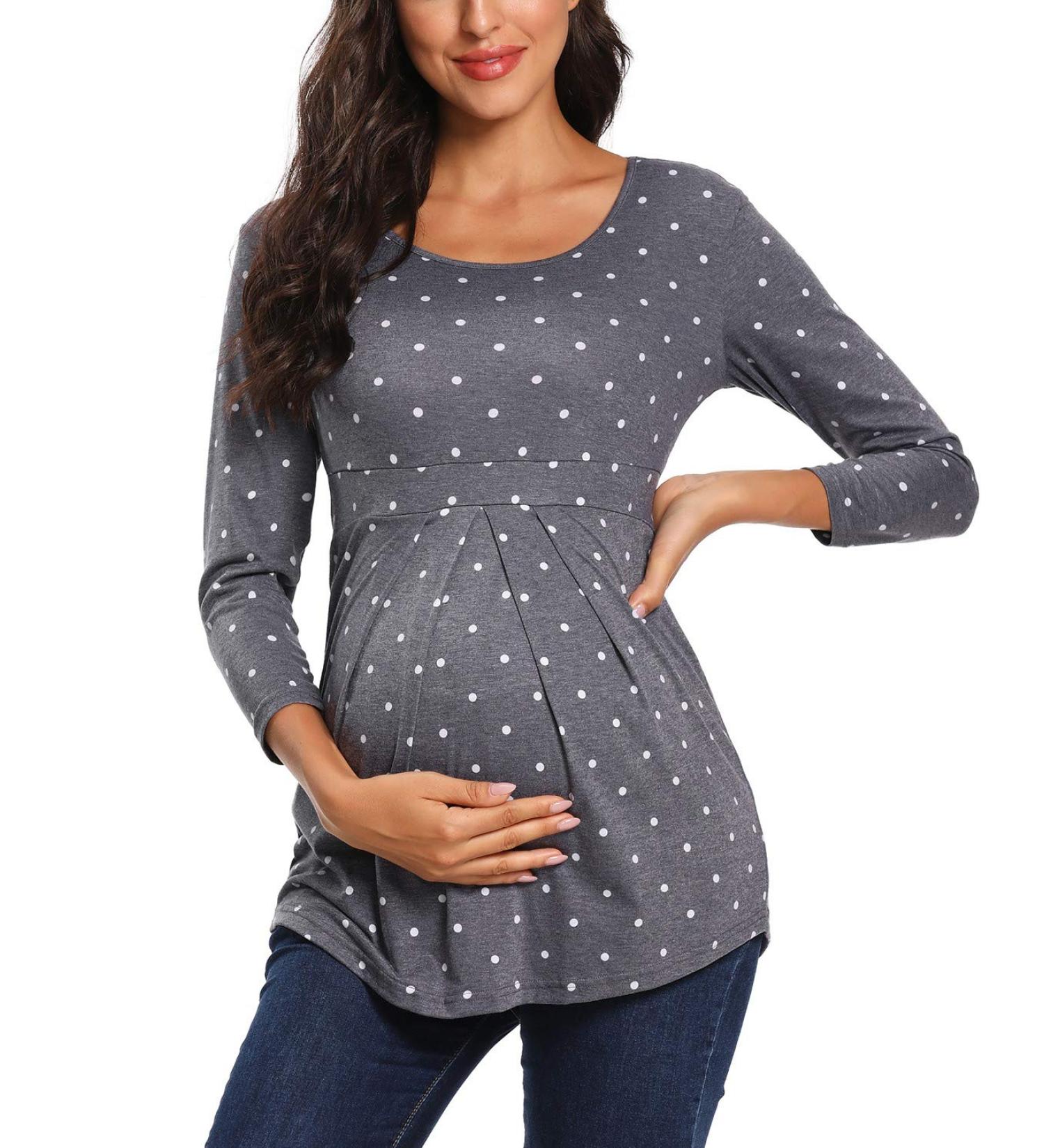 Love2Mi Maternity Top Short Sleeve Pregnancy T-Shirt - Summer Tunic (L, Flower45) - Buy Online on GoSupps.com