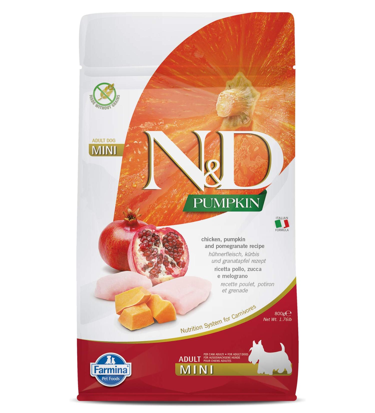 N&D Pumpkin Dog Chicken & Pomegranate Adult Mini 800 GR - Buy Online on GoSupps.com