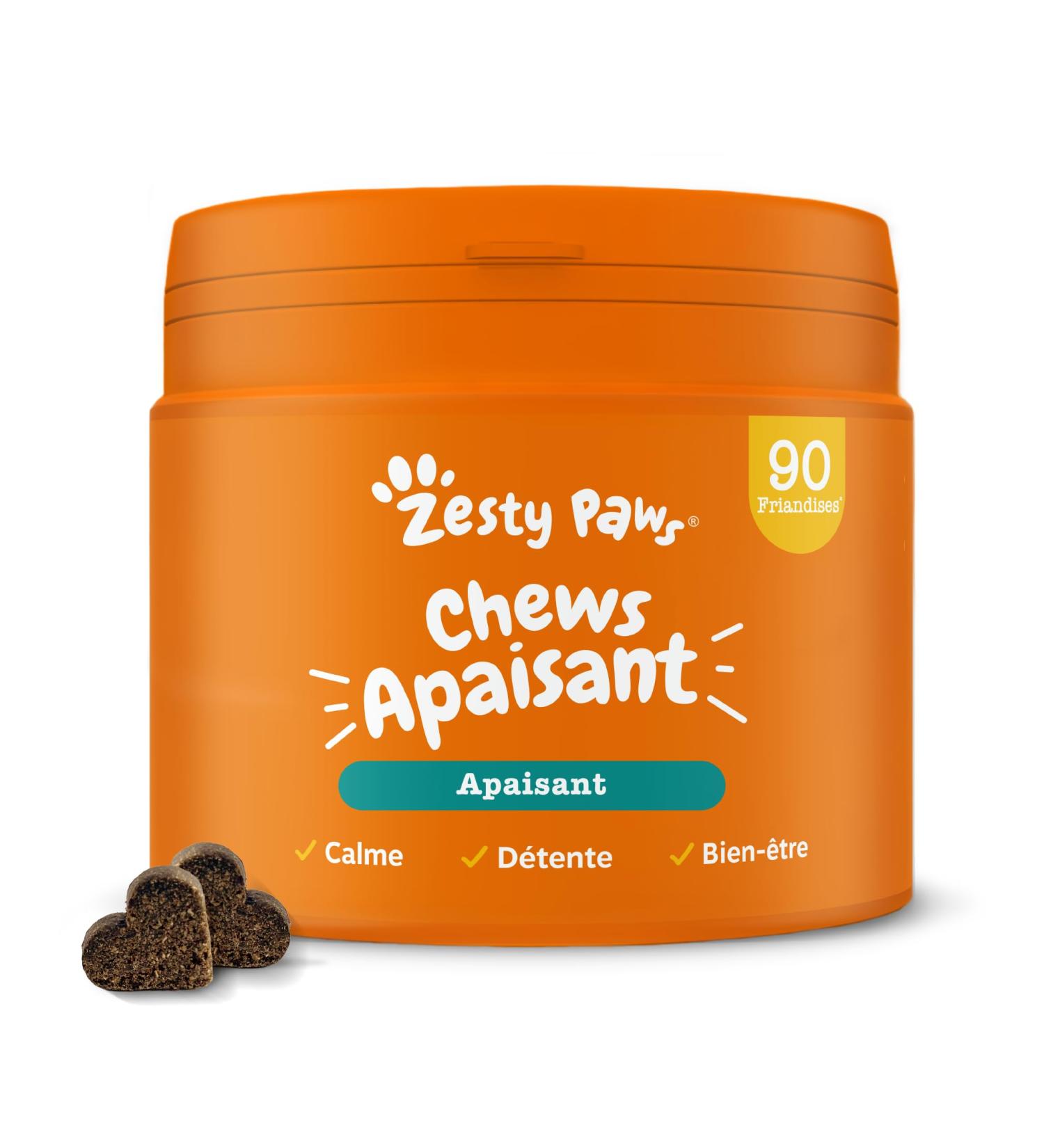 Zesty Paws Calming - Soothing - Dog Supplement in Treat Form - Anti Stress Dog - Calming for Dogs - Hyperactivity - Ashwagandha Green Tea and L-Tryptophan - 90 Units - Buy Online on GoSupps.com