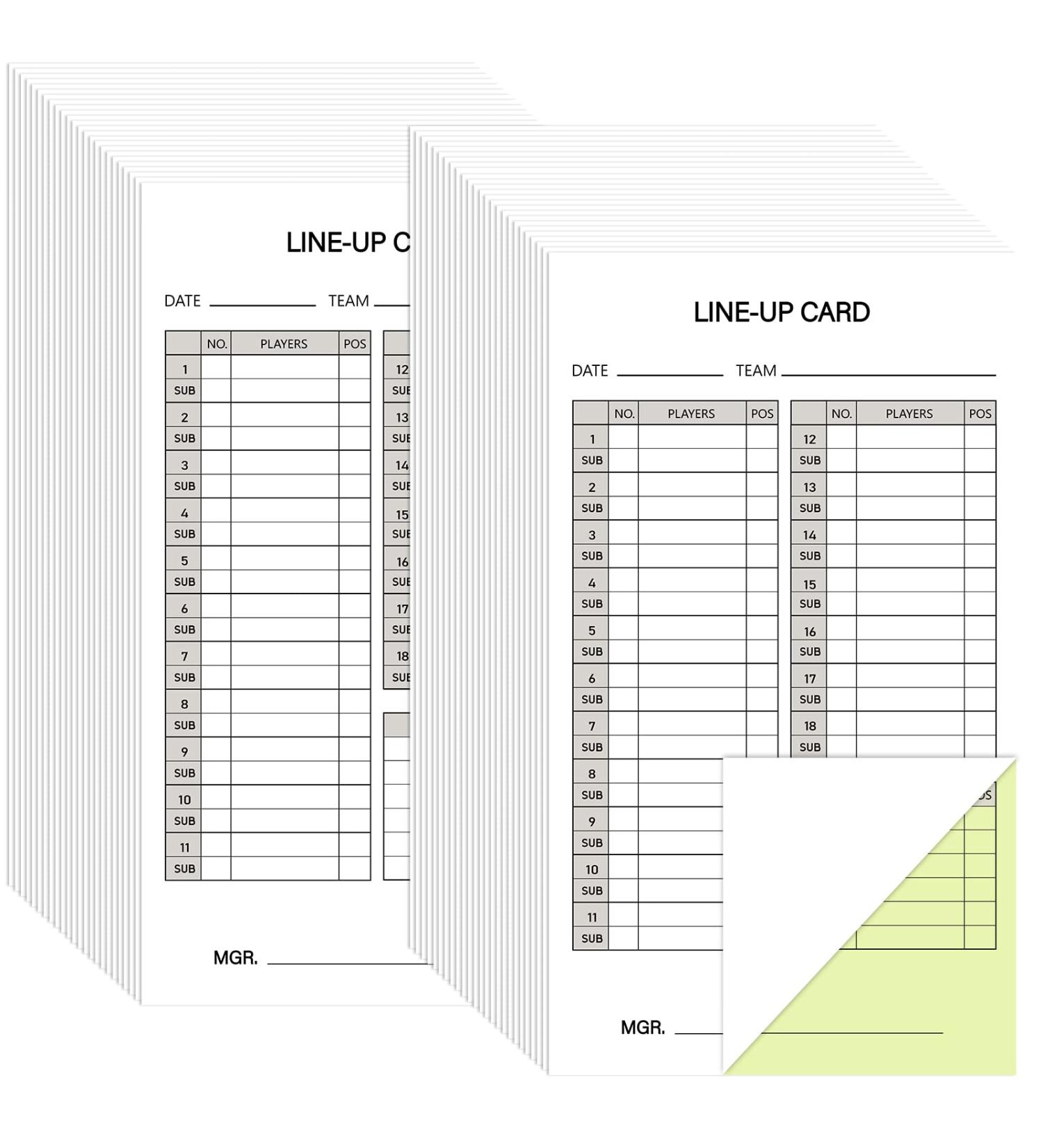 Geyee Baseball Softball Lineup Cards - 4.52 x 7.86 Inch Game Scorebook & Coaching Accessories with 50 4-Part Carbonless Copies - Ideal for Coaches & Umpires - Buy Online on GoSupps.com