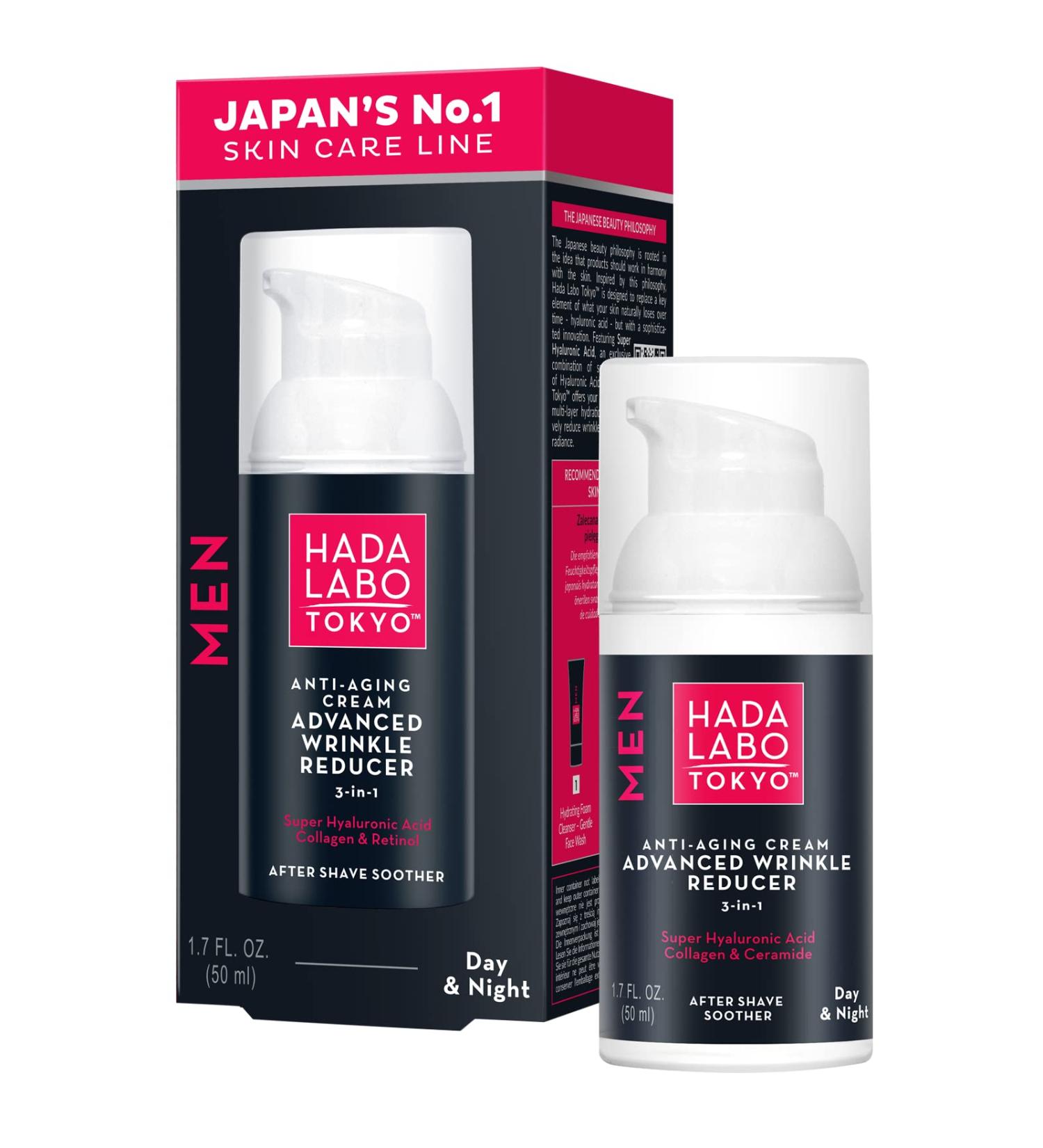 Hada Labo Tokyo Men Anti-Ageing Hyaluronic Cream Advanced Wrinkle Reducer Day & Night Cosmetics for Men - Buy Online on GoSupps.com