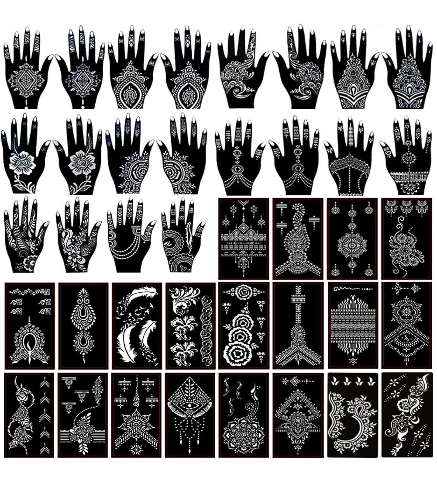 Henna Tattoo Stencil Kit - 40 Self-Adhesive Sheets for Indian Arabian Body Art - Buy Online on GoSupps.com