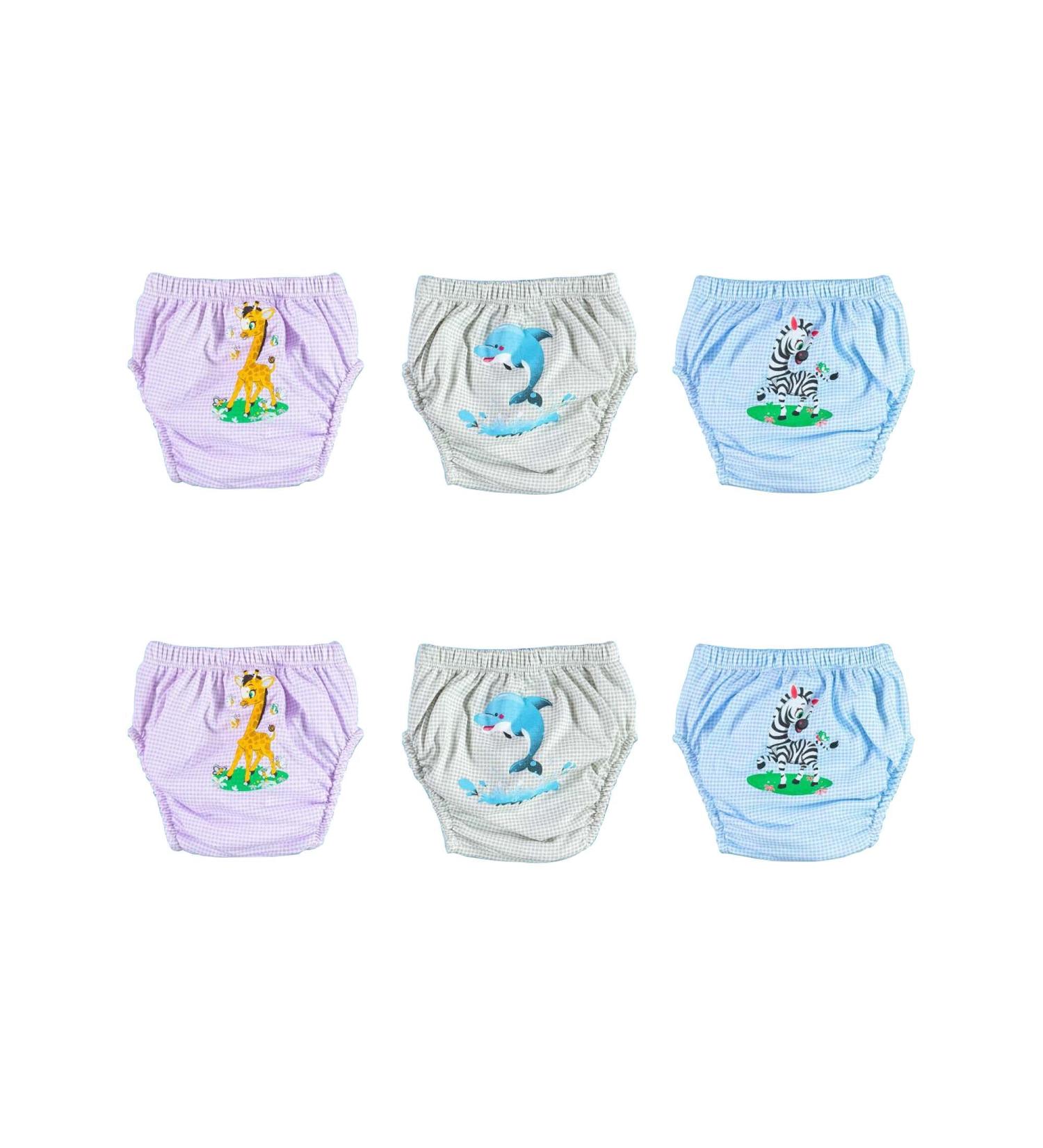 Ozyol Trainerhosen for droplet training 6 -pack - reusable learning diapers baby underwear for getting clean toilet training 90 safari