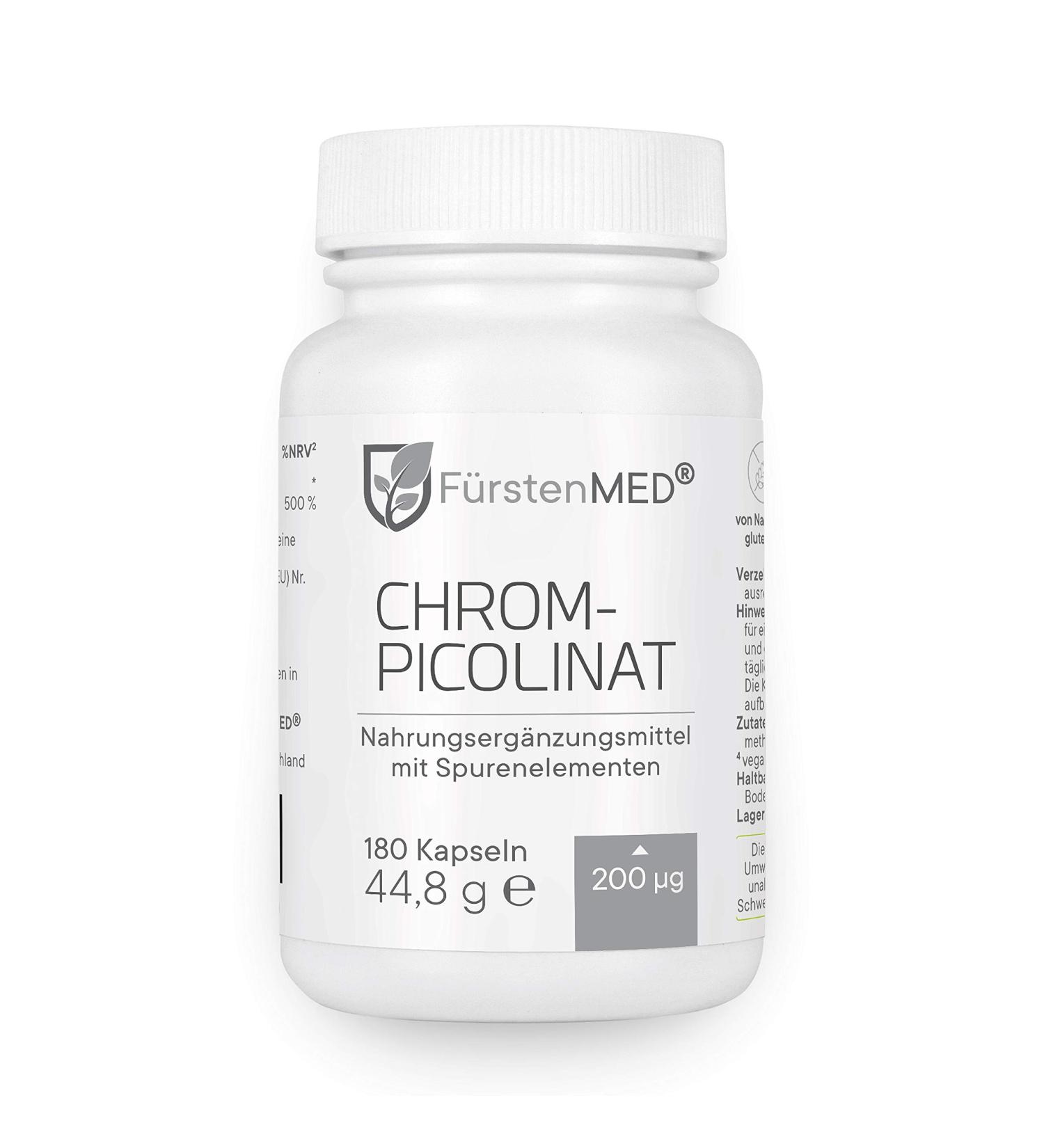 F rstenmed Chrome Capsules - Chromium Picolinate 200 mcg - 180 Vegan Capsules - Essential Trace Element for Optimal Health - Buy Online on GoSupps.com