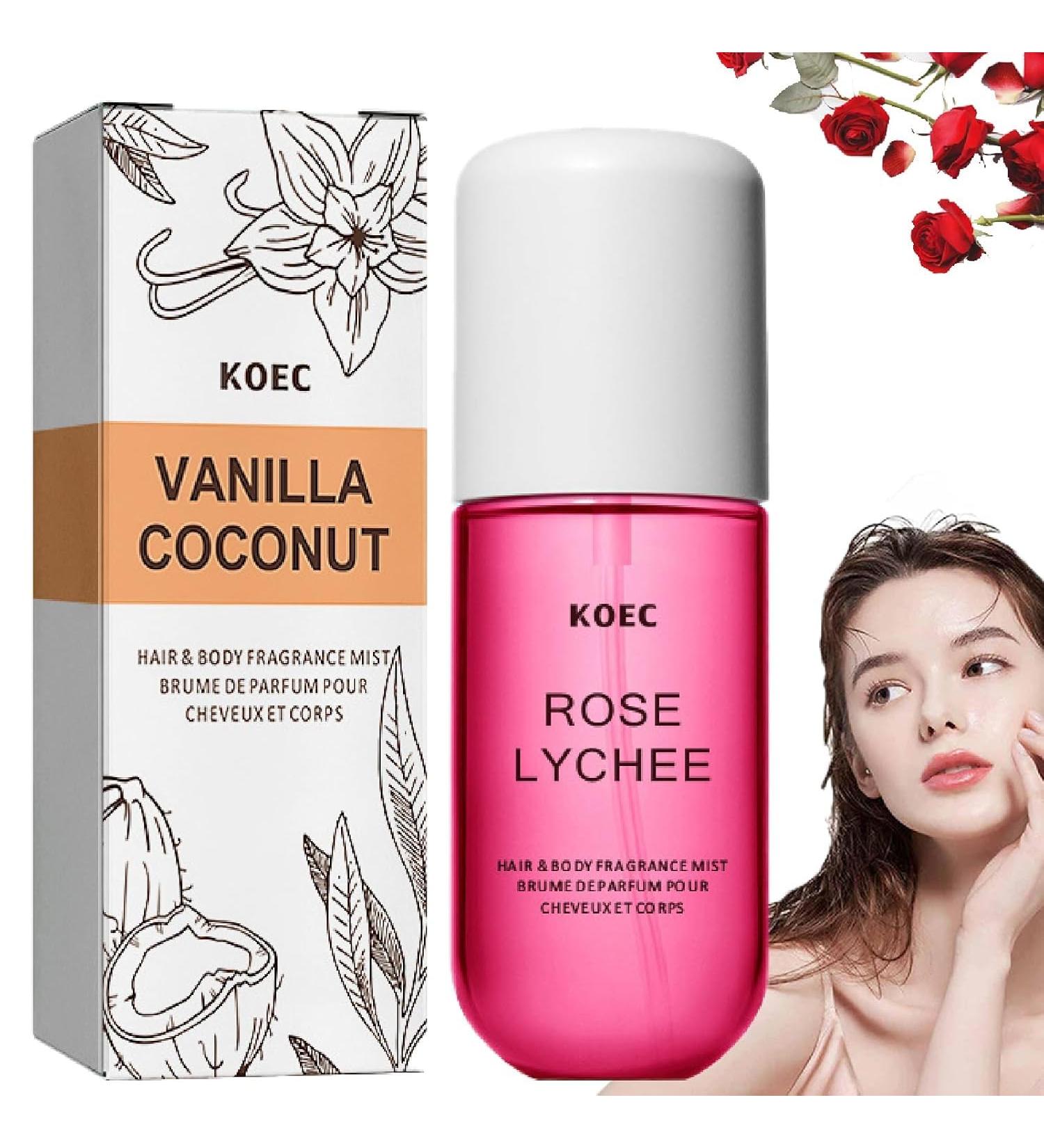 Koec Vanilla Coconut Perfume Vanilla Skin Body Mist Koec Hair Perfume Vanilla Essential Oil For Skin Vanilla Coconut Hair And Body Perfume Spray (Rose Lychee) - Buy Online on GoSupps.com