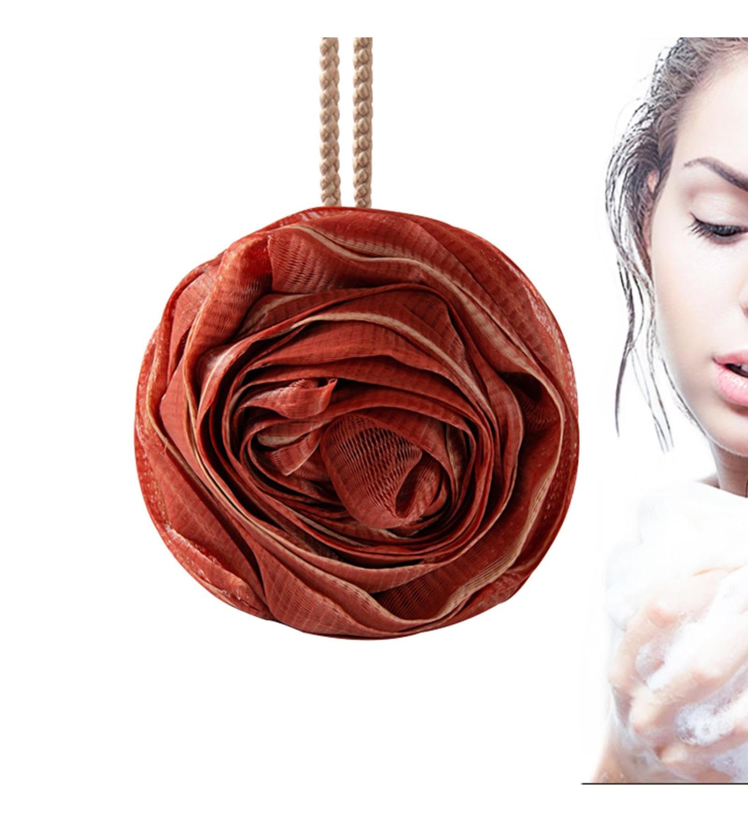 Soft Shower Sponge Large Bath Bombs Cute Bath Bombs with Lanyard Portable Bath Accessories for Home Apartment Bathroom Dorm Room Red - Buy Online on GoSupps.com