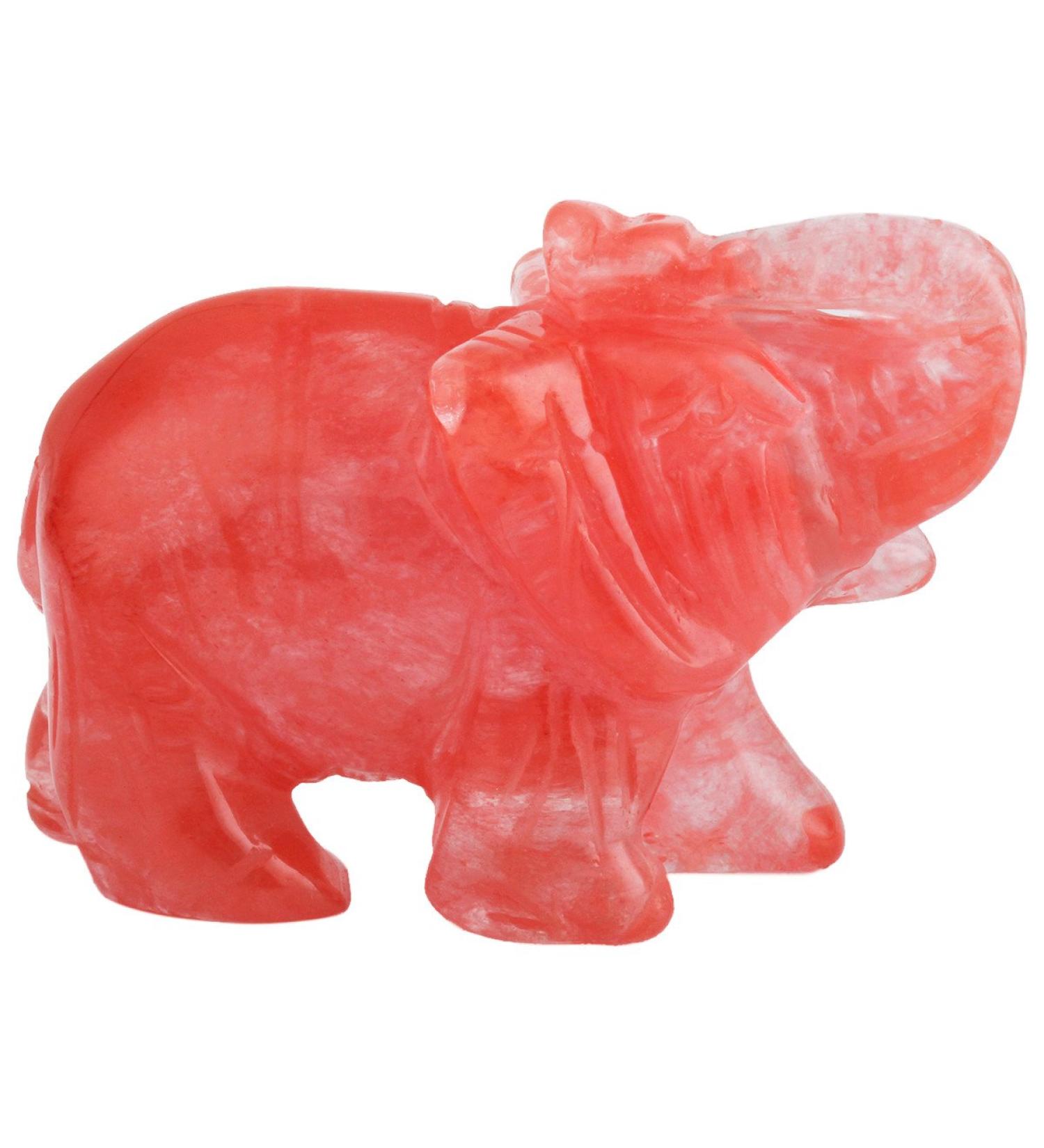 Mookaitedecor Cherry Quartz Crystal Elephant Sculpture 1.5 Inch - Healing Reiki Pocket Gemstone Figurine - Buy Online on GoSupps.com