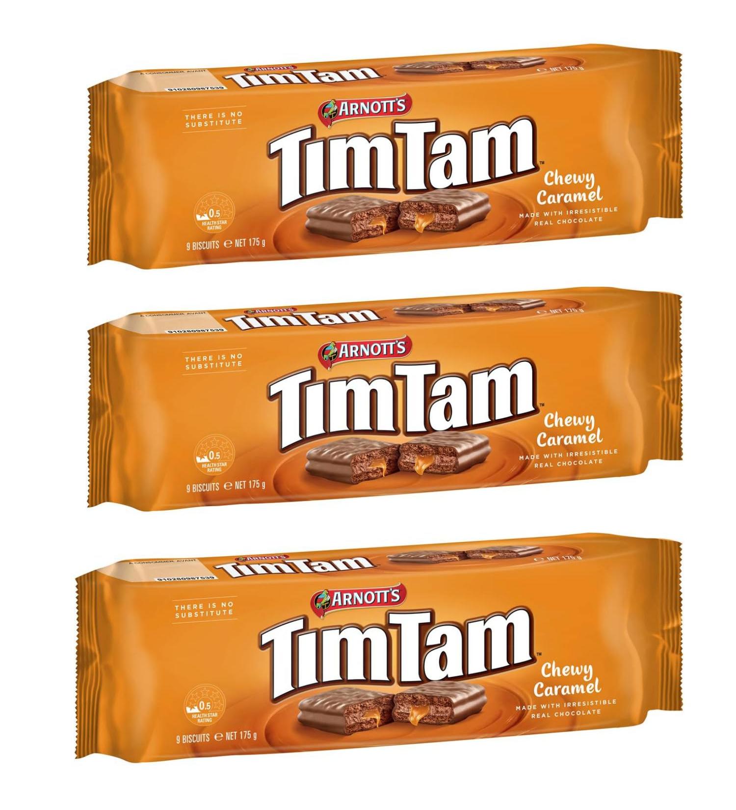 Arnotts Biscuit Tim Tam Caramel Combo Pack of 3 Tim Tams Biscuits Irresistible Chocolate Filling Timtams Made in Australia