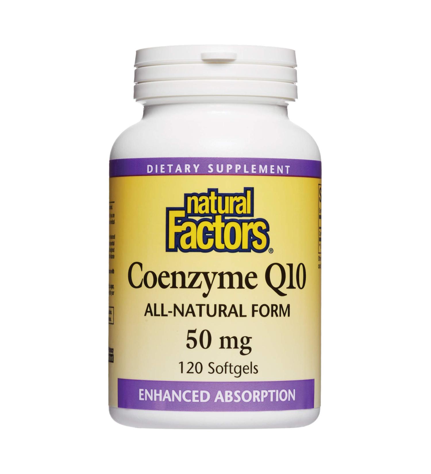 Natural Factors Coenzyme Q10 50 mg - 120 Softgels for Heart Health & Energy - Buy Online on GoSupps.com