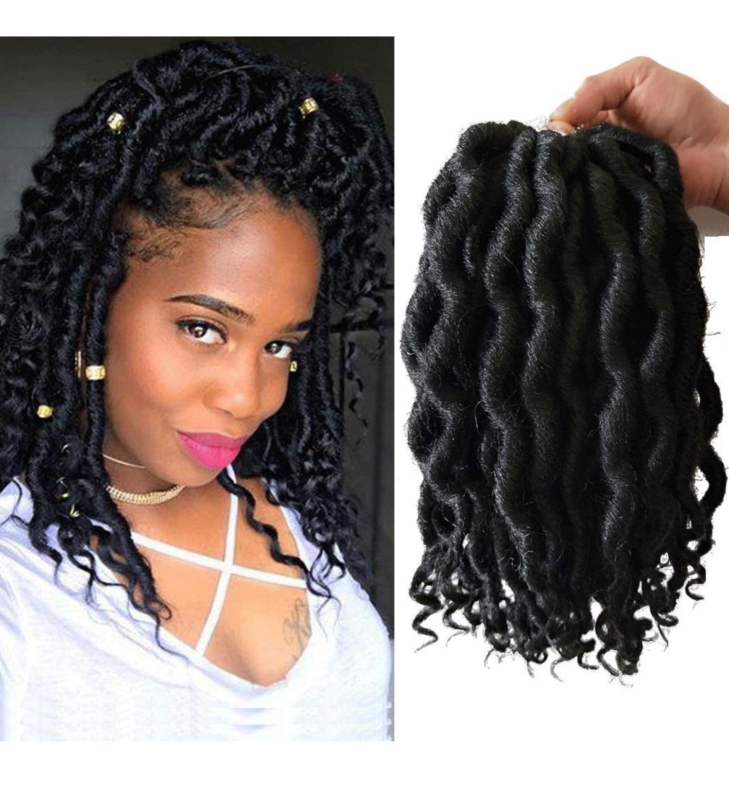 6 Pack Faux Locs Crochet Hair with Curly Ends - 12 Inch Synthetic Hair Braids in 1b - Buy Online on GoSupps.com