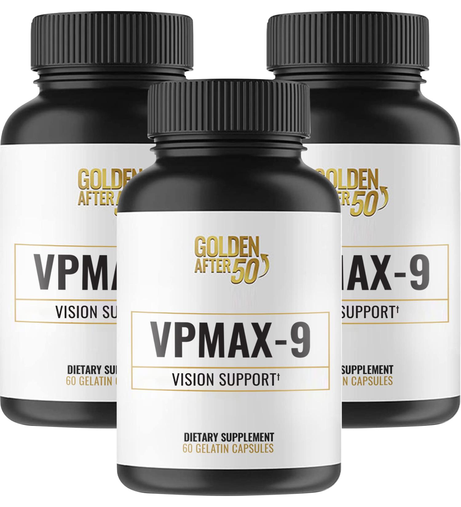 Golden After 50 VpMax-9 - Sight Care and Antioxidant Supplement with Eye Vitamins Lutein Lycopene and Bilberry Extract - 3 Bottles 1 Count (Pack of 3) - Buy Online on GoSupps.com