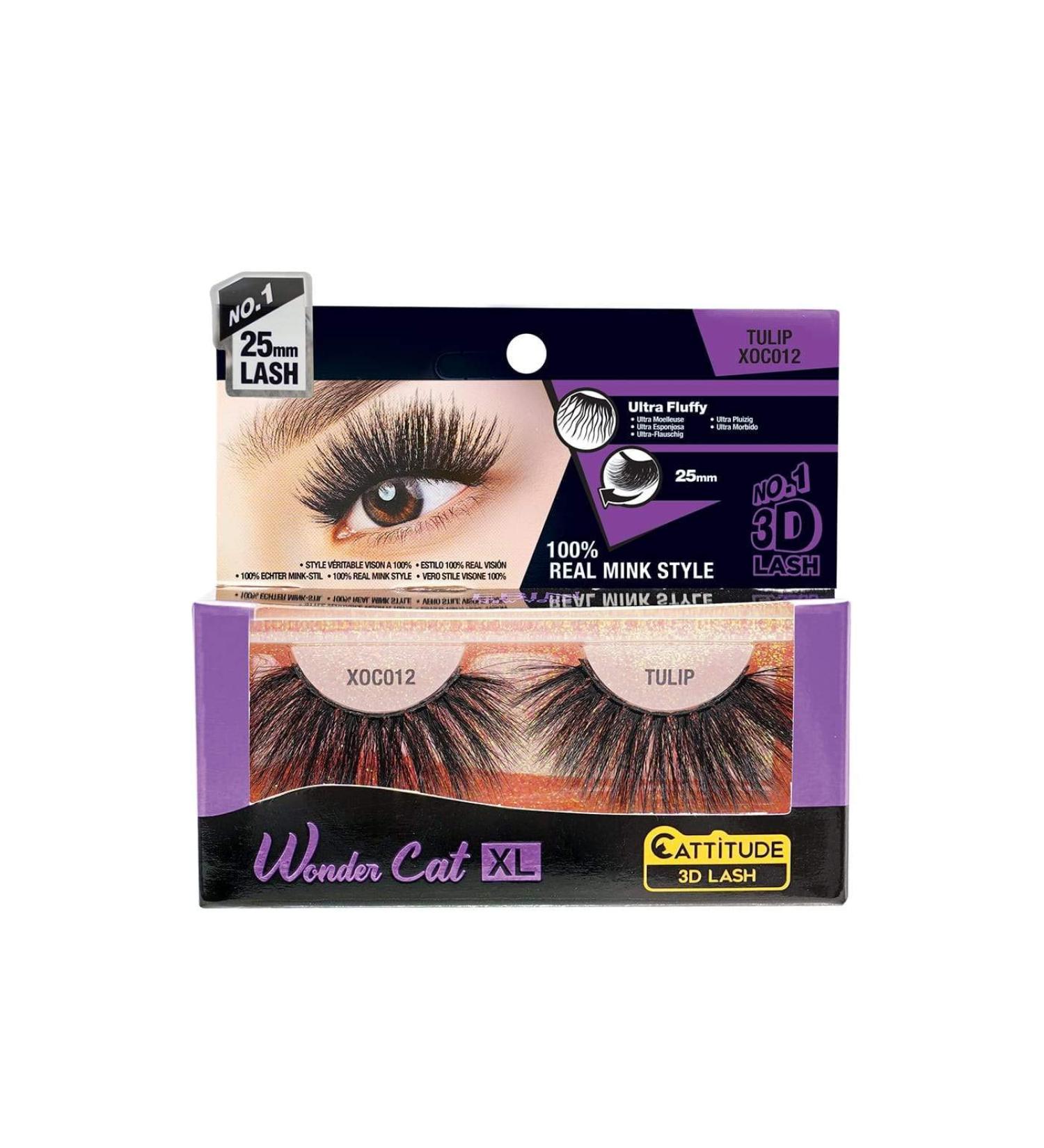CATTITUDE 3D LASHES Tulip Wonder Cat XL Faux Mink False Eyelashes Lightweight & Reusable Cruelty-Free