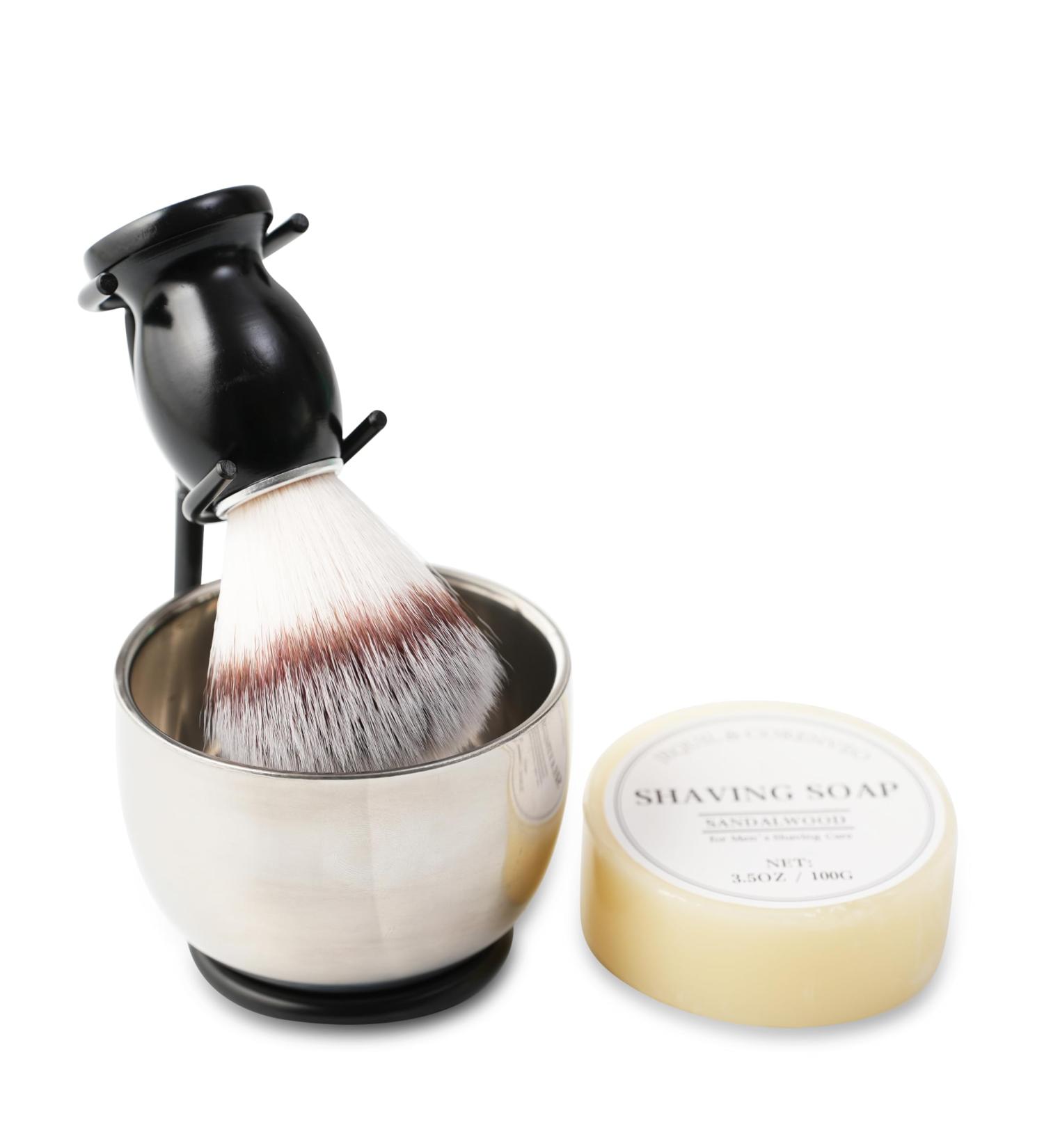 Premium 4-Piece Shaving Brush Set for Men | Includes Shaving Brush Soap Bowl & Stand | Perfect Gift for Grooming - Buy Online on GoSupps.com