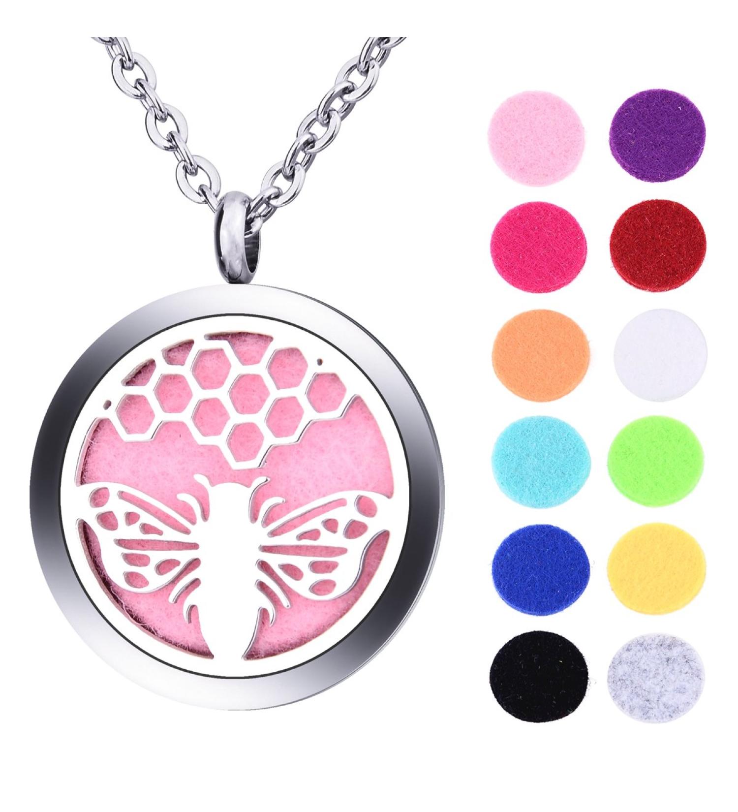 Shop Honeycomb Bee Essential Oils Aromatherapy Diffuser Locket Necklace - Personalized Engraving Available - Buy Online on GoSupps.com
