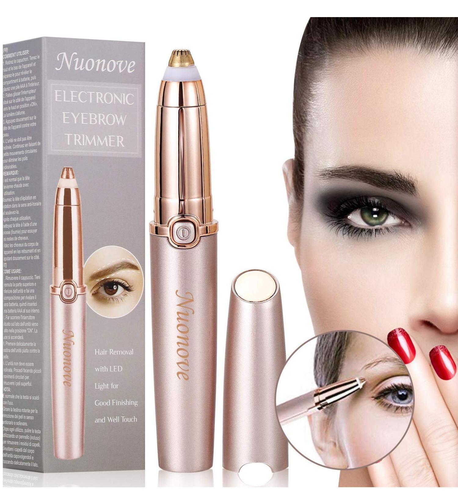 Buy Painless Electric Eyebrow Trimmer - LED Light & Rose Gold - Ideal for Face Bikini Arms & Legs - Buy Online on GoSupps.com