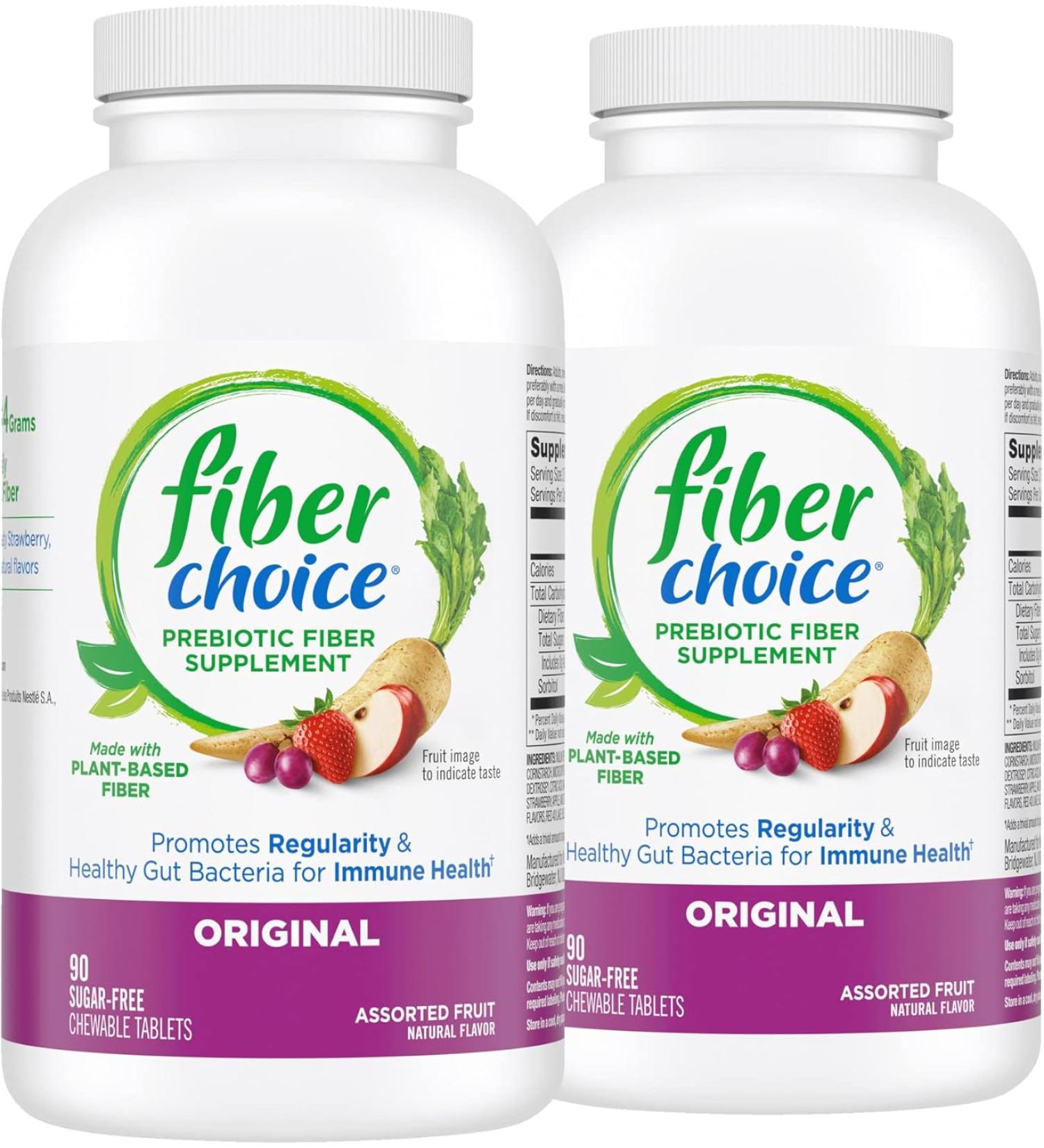 Fiber Choice Daily Prebiotic Fiber Chewable Tablets Assorted Fruit - 90 Count (Pack of 2) - Buy Online on GoSupps.com