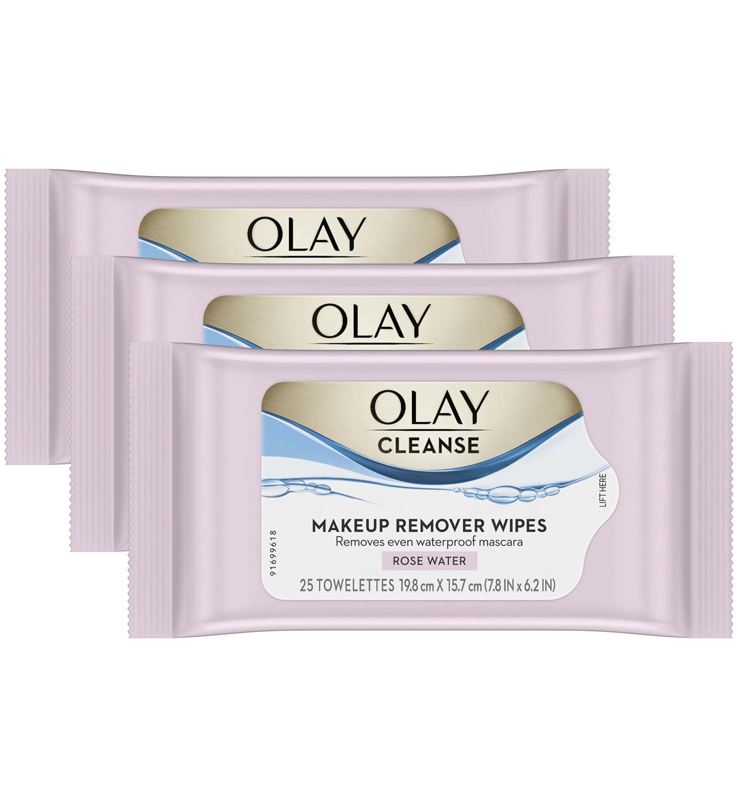 Olay Rose Water Makeup Remover Cleansing Face Wipes 25 Count (Pack of 3) - Buy Online on GoSupps.com