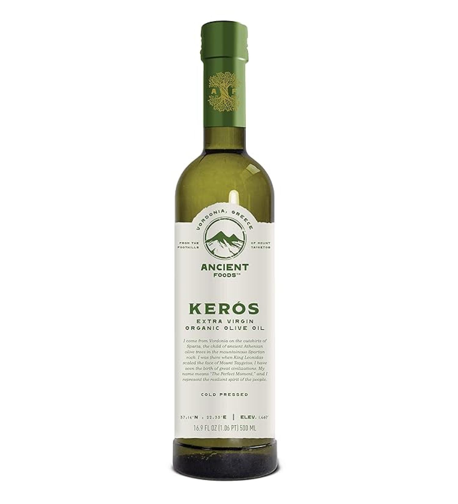 Keros Greek Organic Extra Virgin Olive Oil - Cold Pressed from 1000 Year Old Trees - High Phenolic Greek Olive Oil - 17oz - Buy Online on GoSupps.com