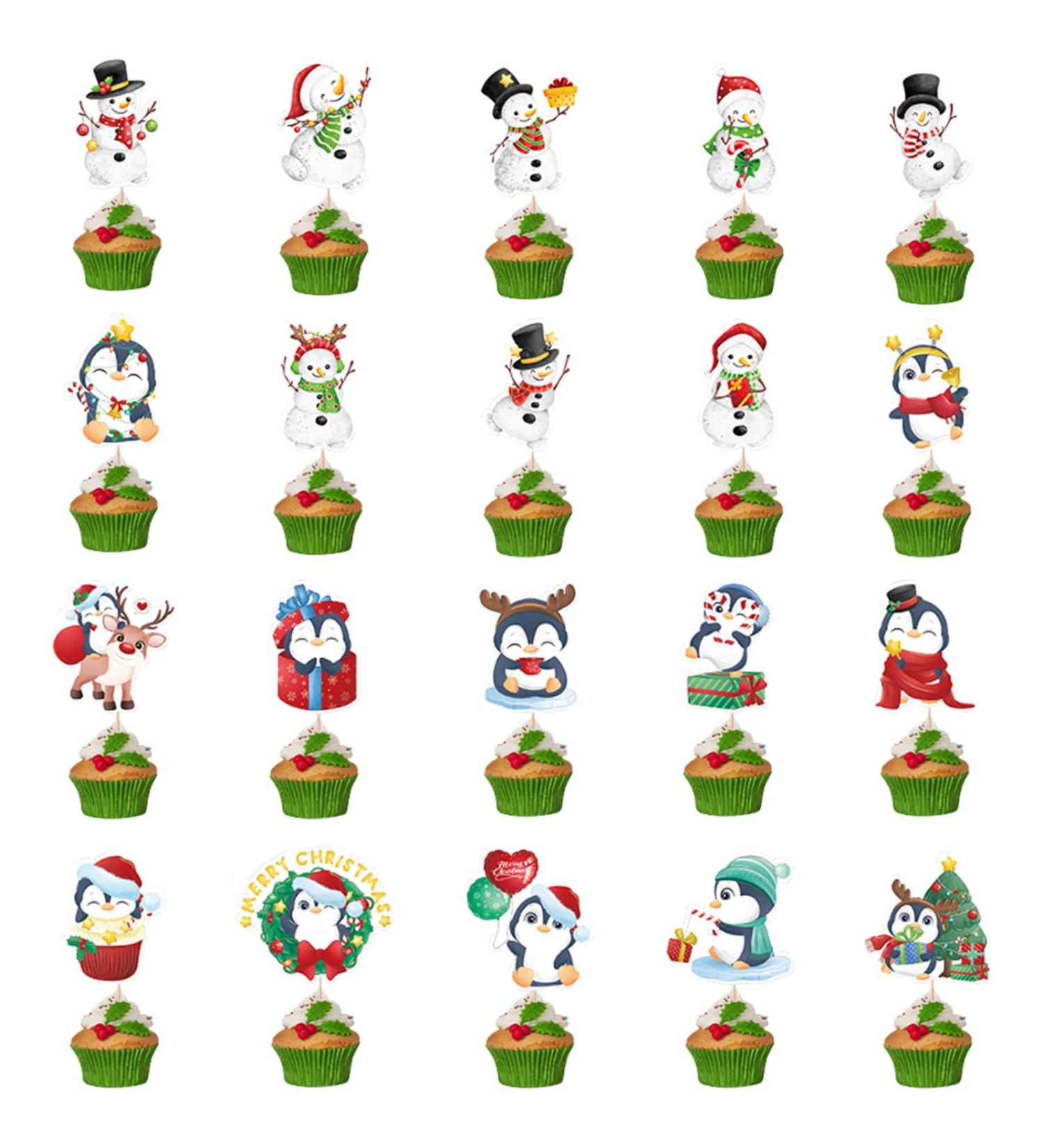 20 Pcs Christmas Snowman Penguin Cupcake Toppers Christmas Snowman Penguin Theme Party Cake Toppers for Kids Birthday Party Baby Shower Party Supplies Christmas Decoration Supplies - Buy Online on GoSupps.com