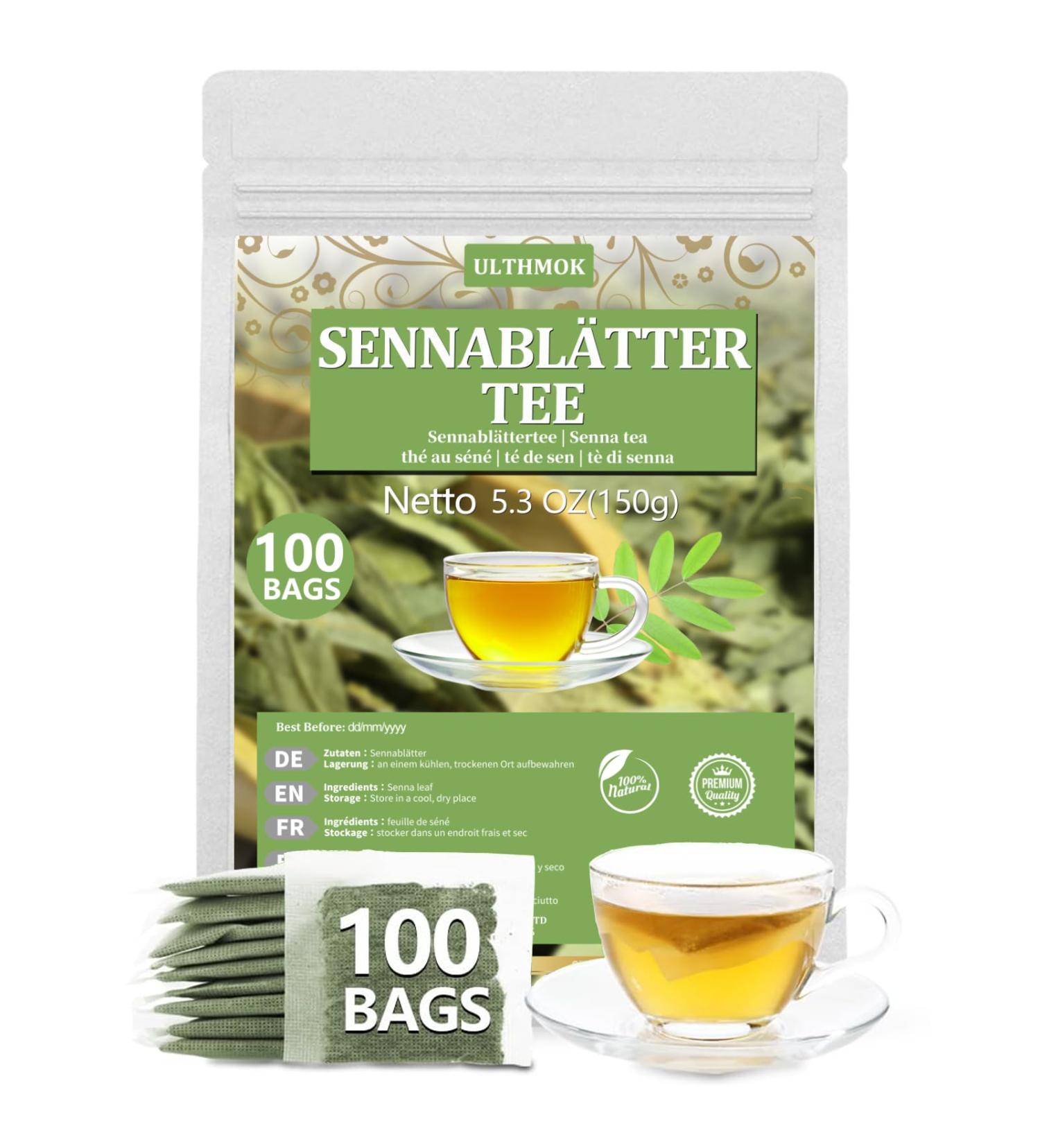  ULTHMOK Senna herbal tea 100 herbal tea bags made from 100% natural senna leaves without additives or caffeine. - Buy Online on GoSupps.com