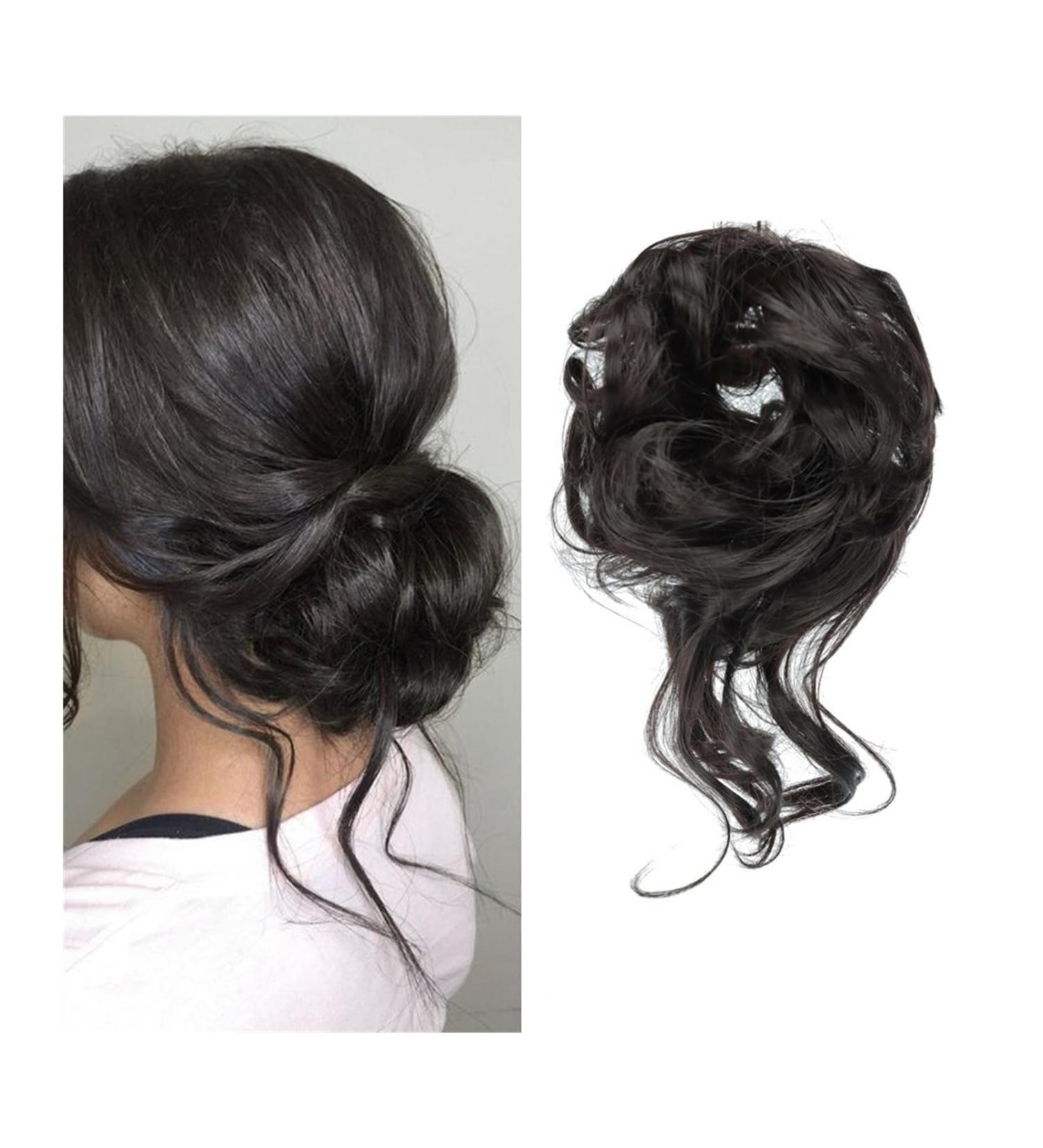 Hair Bun Hairpiece for Women Messy Bun Hair Piece Scrunchie Tousled Updo Hair Extensions Bun with Rubber Band Curly Wavy Ponytail Extensions Synthetic Chignon for Women Girls Hair Chignons(2) - Buy Online on GoSupps.com