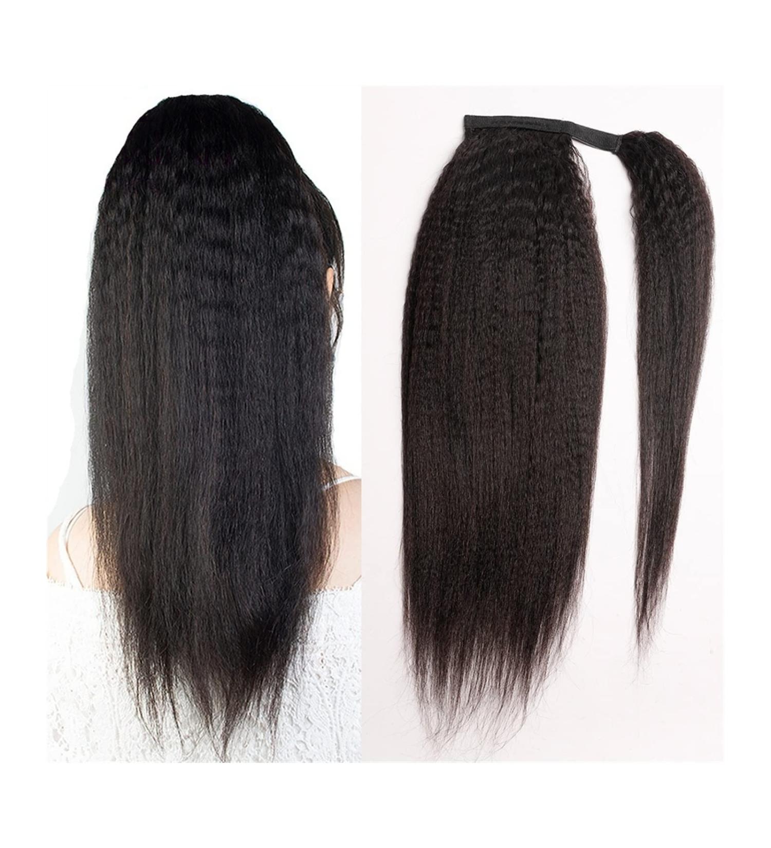 Hair Buns Hair Piece 12-26 Inches Long Straight Ponytail Human Hair Ponytail Extensions For Black Women Wrapping Ponytail Hair Slices Bun Hair Accessories For Girls (Color : Black Size : 18inches 1 18inches 120g Black - Buy Online on GoSupps.com