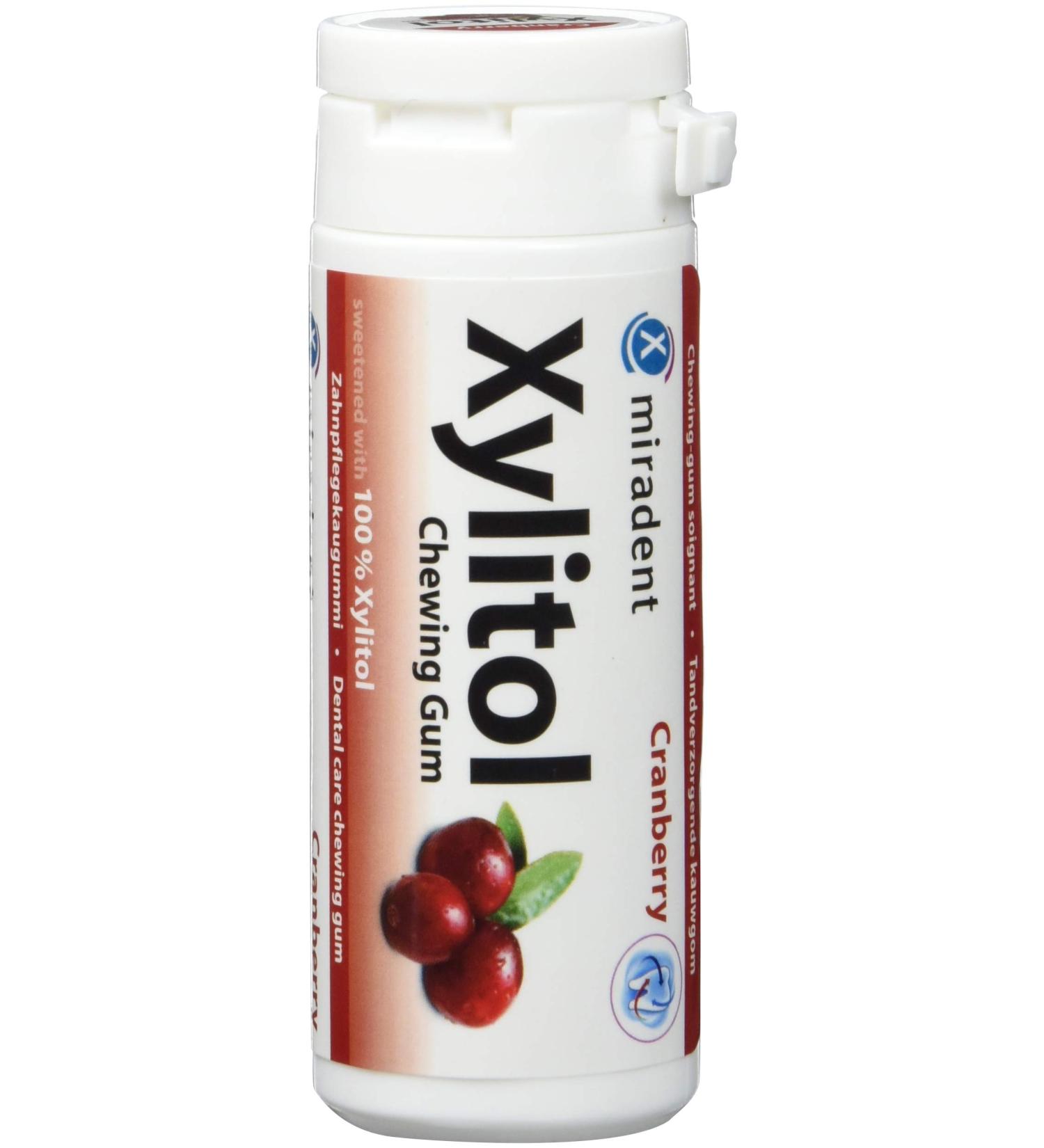 Buy Miradent Xylitol Chewing Gum Cranberry - Pack of 4 (30 Pieces Each) | Sugar-Free Dental Care Worldwide Shipping - Buy Online on GoSupps.com