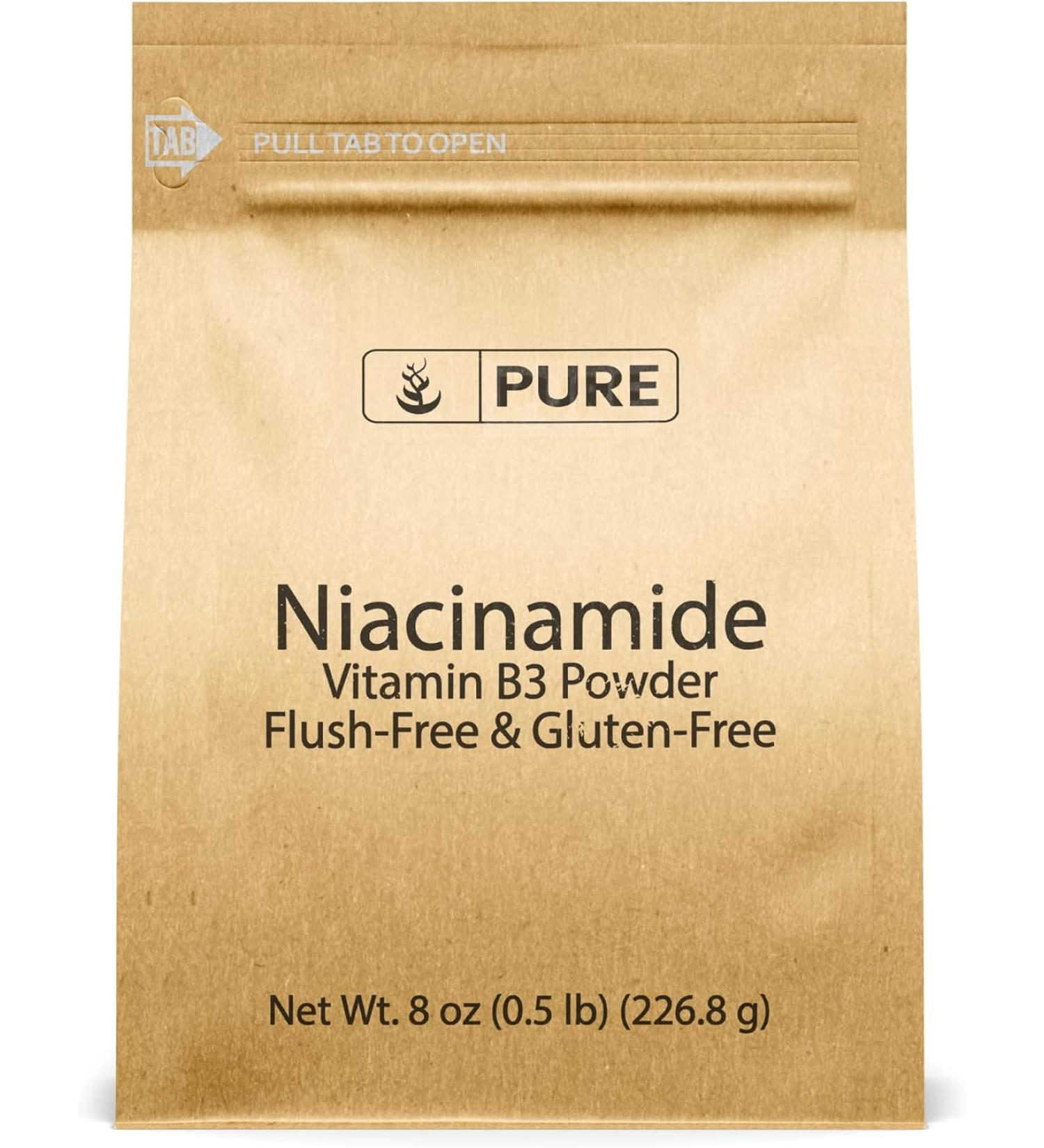 Niacinamide (8oz) Flush-Free Vitamin B3 Powder - 100% Pure Original Ingredients - Dietary Supplement 8 Ounce - Buy Online on GoSupps.com