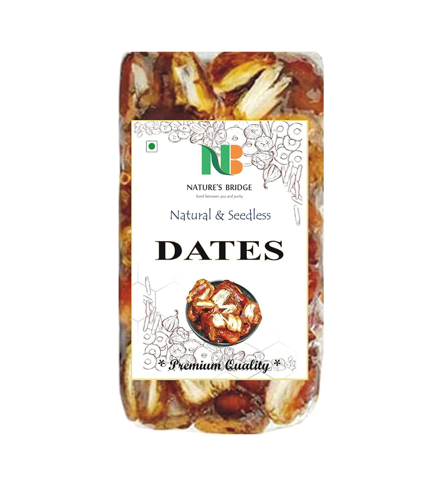 Nature's Bridge Seedless Dates (500 Gm) Pin Khajur Arabian Dates Dates Dry Fruit Dates_Packing May Vary - Buy Online on GoSupps.com