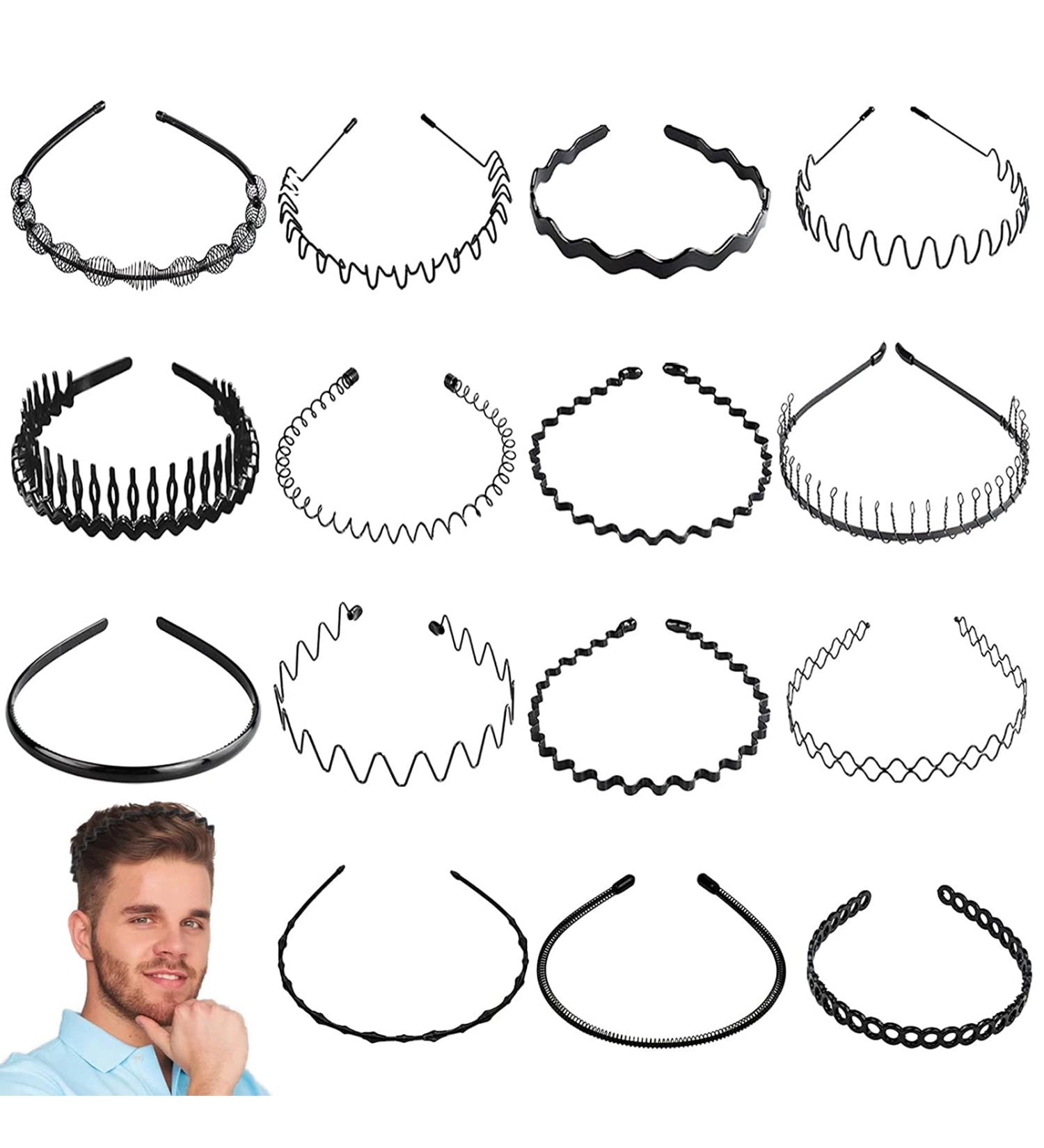 15 Pieces Unisex Metal Wave Hair Bands - Stylish Black Spring Headbands for Men & Women | VASZOLA Hair Accessories - Buy Online on GoSupps.com
