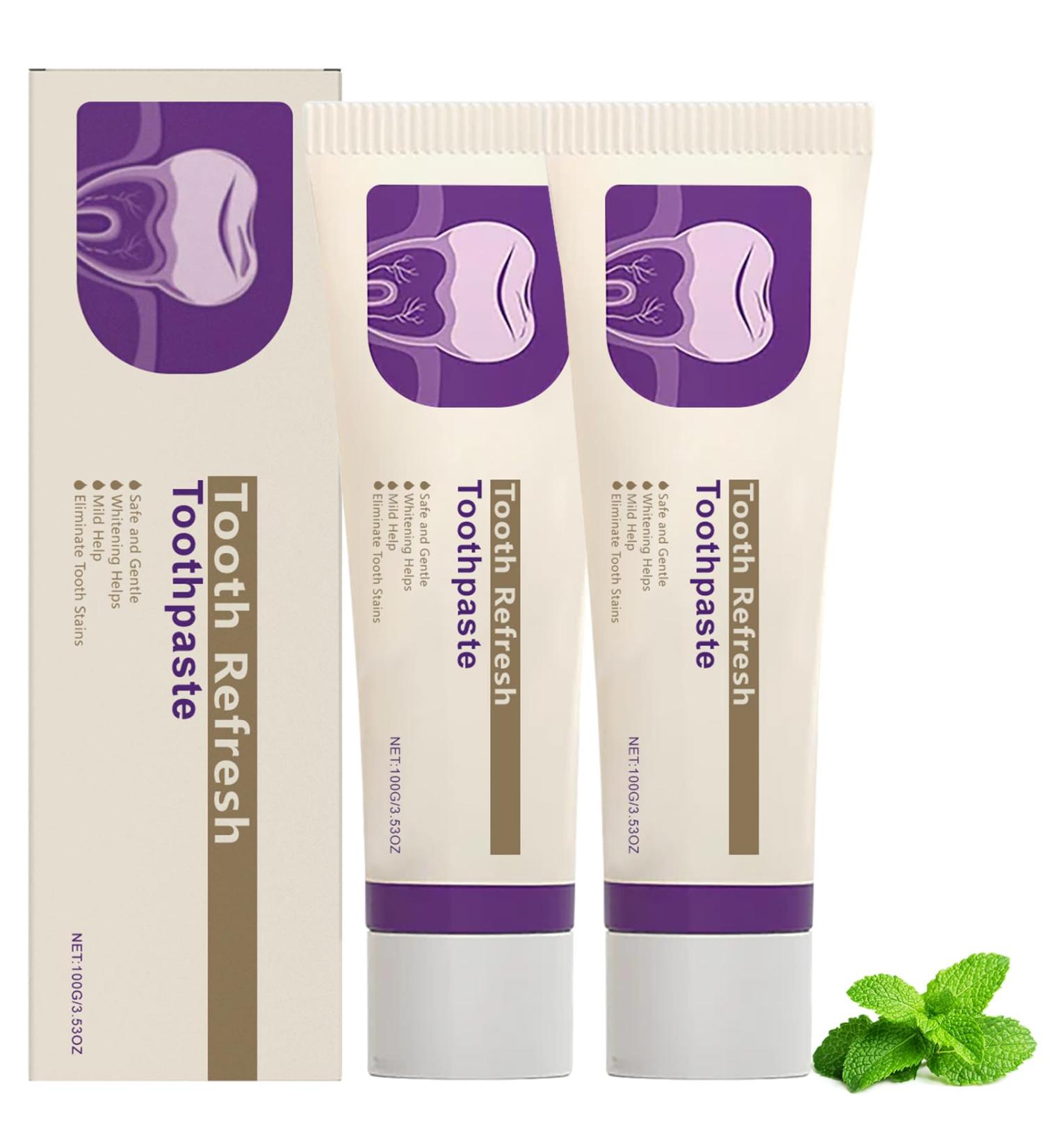 2Pcs Tooth Refresh Toothpaste Fresh Breath Toothpaste Natural Oral Care & Enamel Repair Helps Remove Coffee Tea & Wine Stain Deep Cleaning Care - Buy Online on GoSupps.com