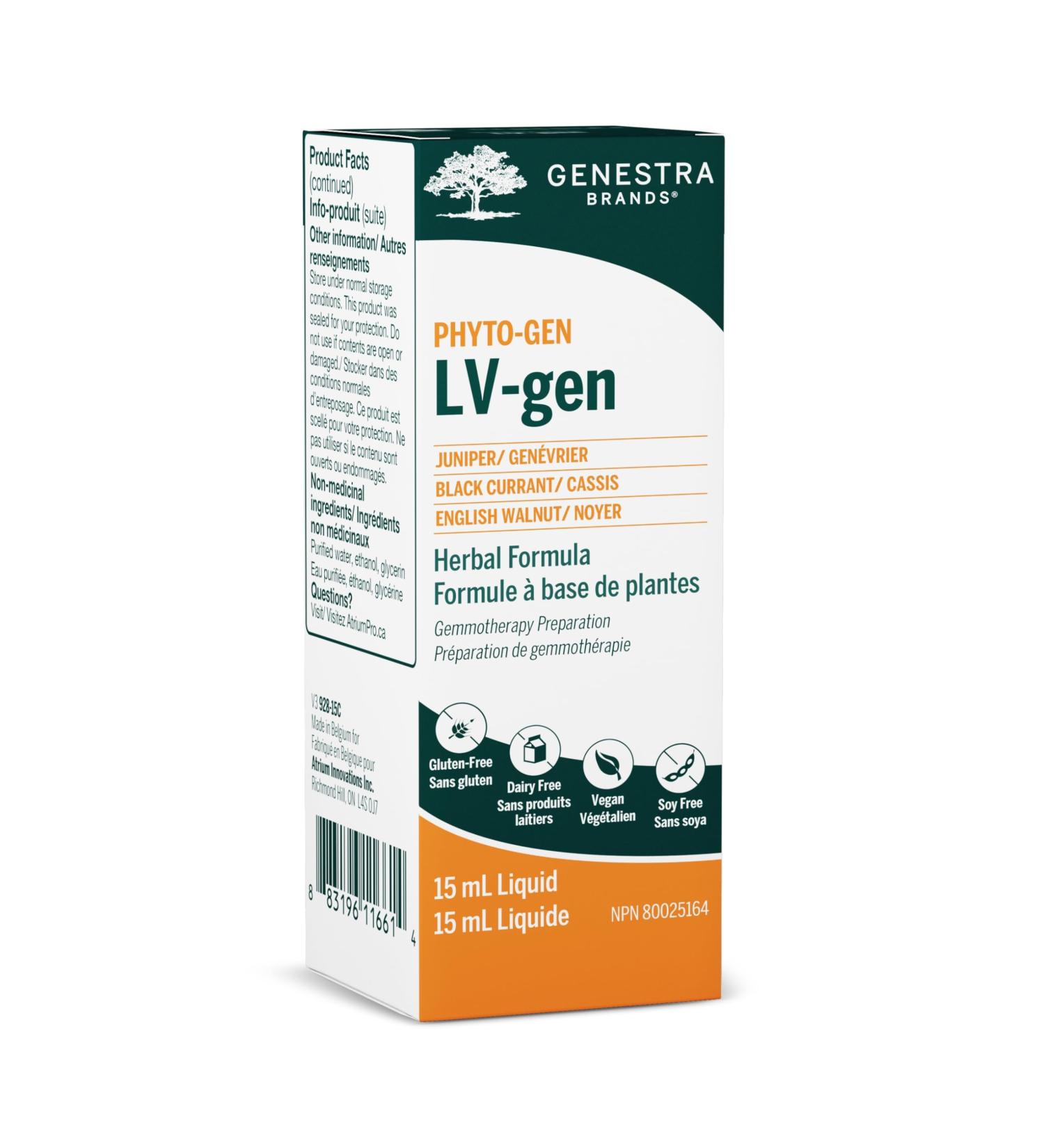 Genestra Brands - LV-gen - Juniper Black Currant and English Walnut Herbal Supplement - 15 ml Liquid - Buy Online on GoSupps.com