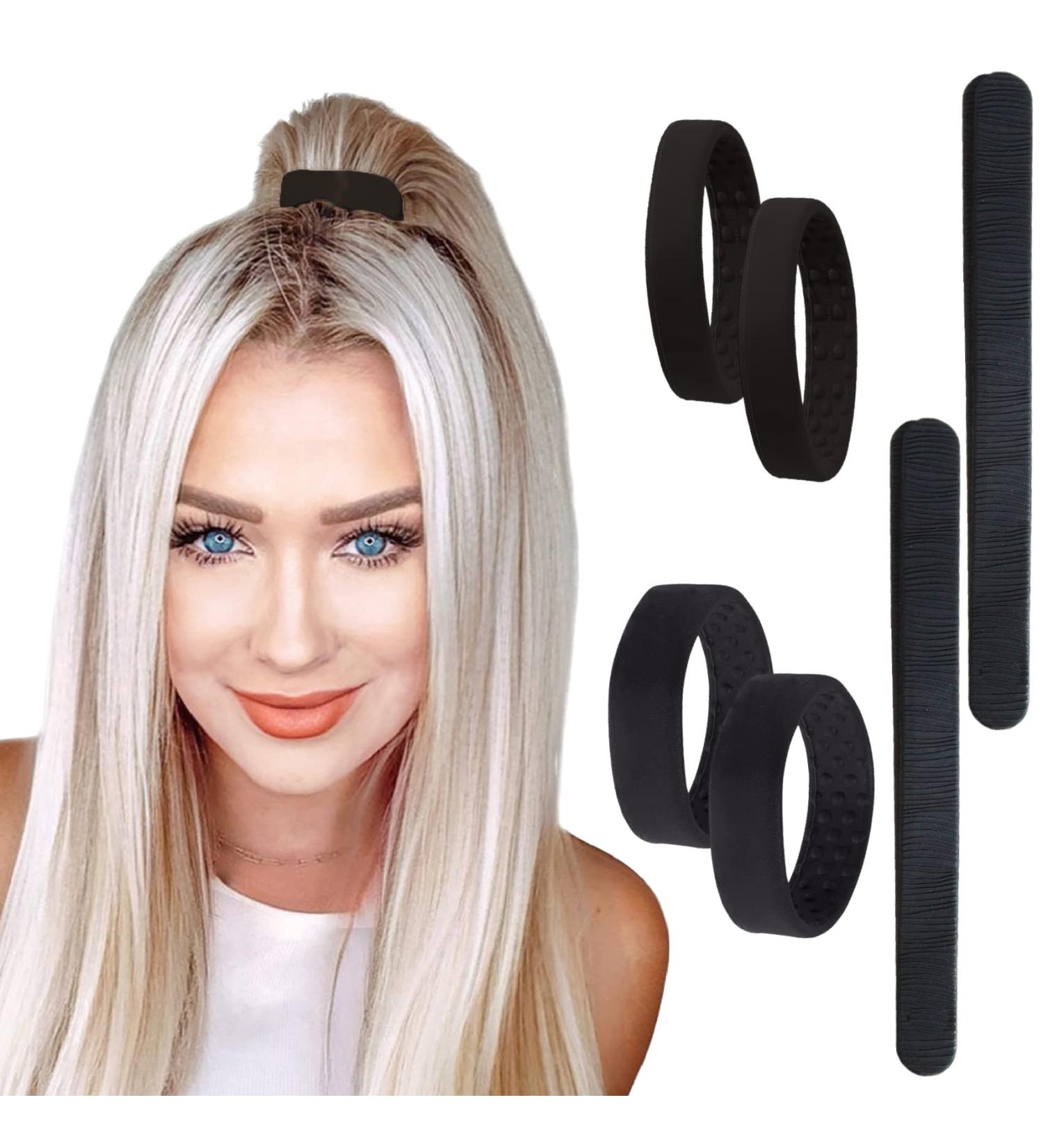 6pc PONY-O and Bun Barz Variety Pack for Fine to Normal Hair - PONY-O Revolutionary Hair Accessories - Ponytail Holders and Hair Bun Makers - 2x Small PONY-O 2x Medium PONY-O and 2x Bun Barz - Black - Buy Online on GoSupps.com