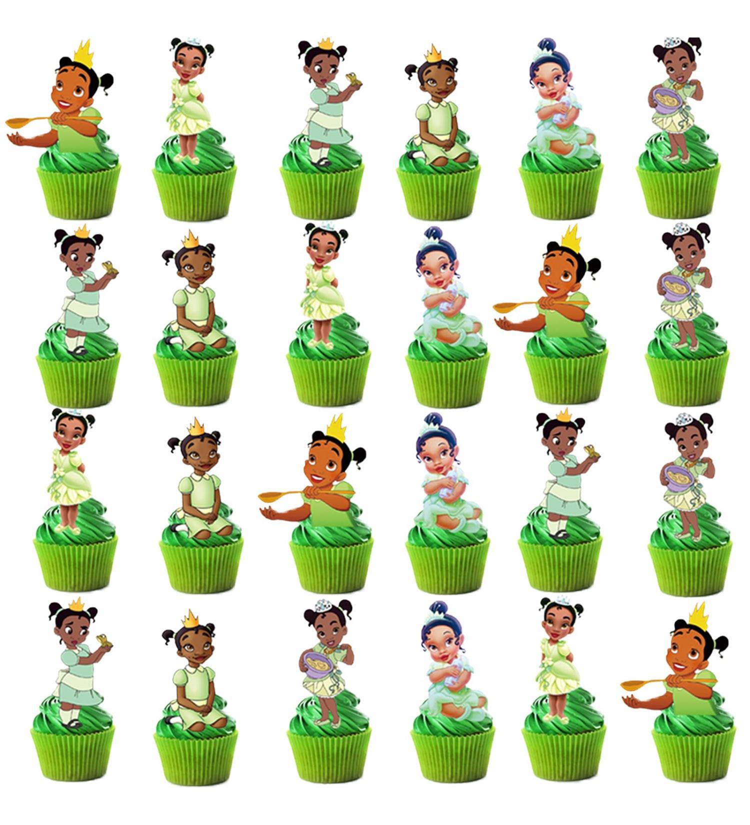 48Pcs Birthday Cake Topper Decoration Supplies for Tiana Children's Cupper Topper for Kids Birthday Party - Buy Online on GoSupps.com