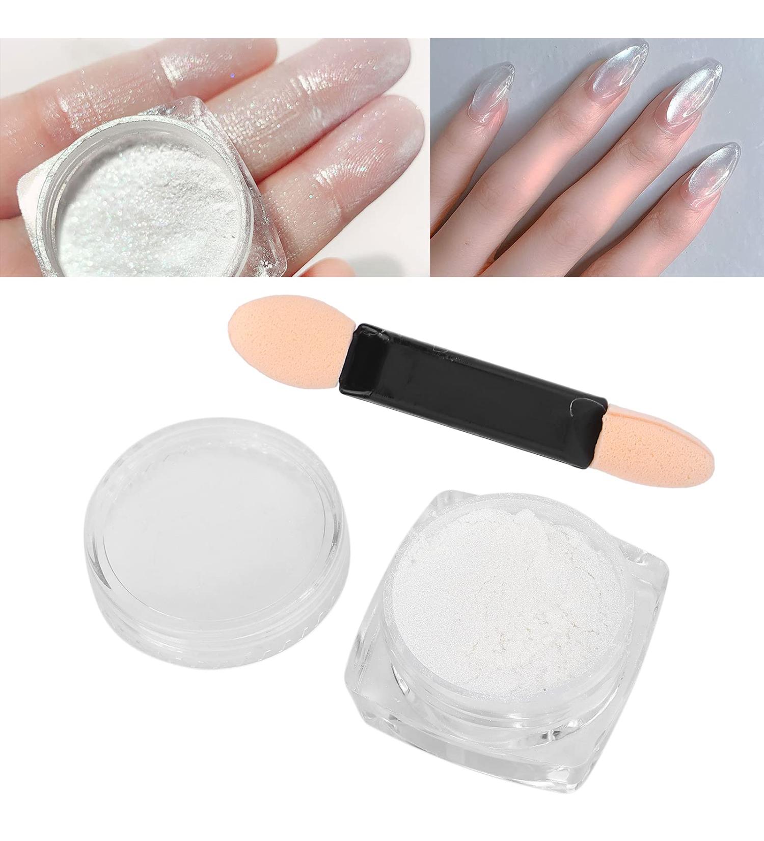 ANGGREK White Fine Nail Powder Glossy Mirror Effect Nail Glitter Nails Sparkling Powder Pearlescent Nail Powder for Nail Art Styles - Buy Online on GoSupps.com