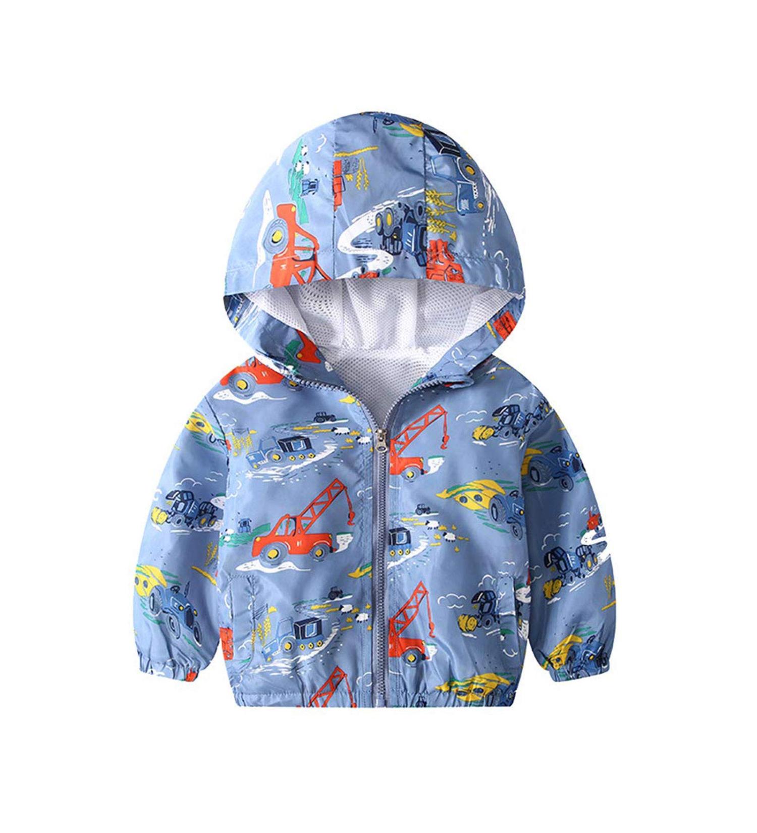 JinBei Toddler Kids Hooded Waterproof Jacket 1-7 Years - Windproof Windbreaker Coat Sunscreen Outwear Raincoat Excavatrice Design 140 - Buy Online on GoSupps.com