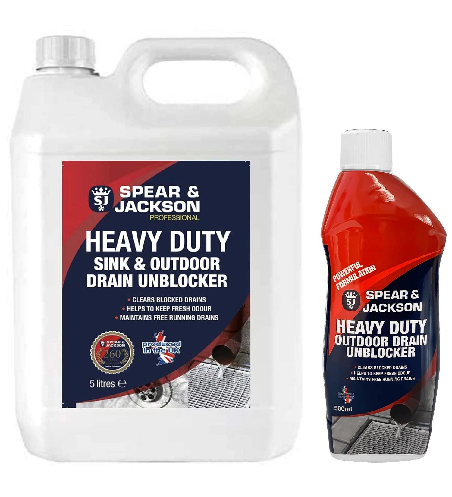 Spear & Jackson - Heavy Duty Sink And Drain Unblocker Gel - 5L Plus 500ml - Clears Blocked Drains - Helps To Keep Fresh Odour - Maintains Free Running Drains - Fast Acting & Powerful - Buy Online on GoSupps.com