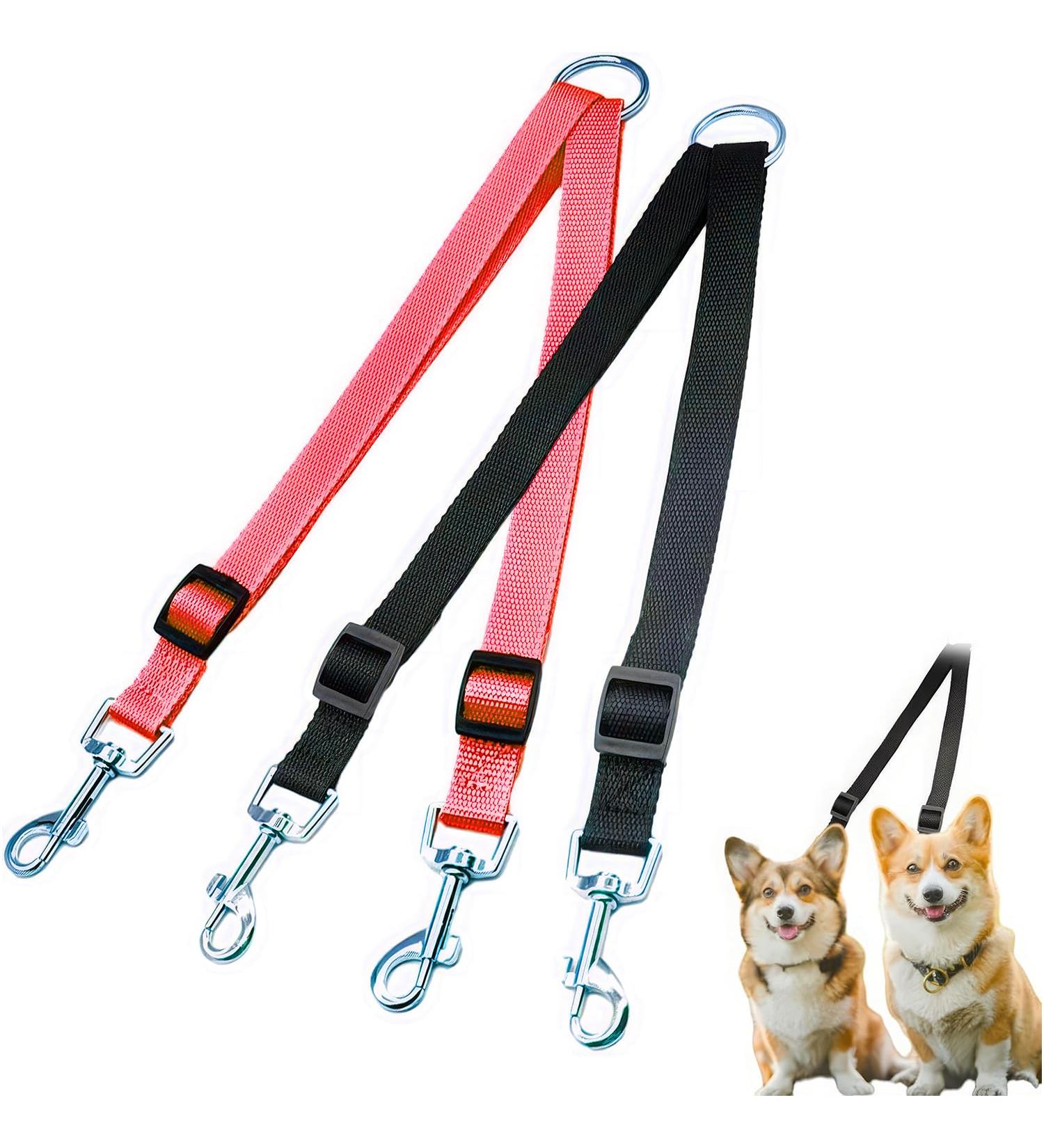 2 Double Dog Lead Adjustable Dog Lead Splitter Nylon Double Dog Lead for Puppy Walks Easy to Use-Dog Leash Coupler Lightweight Soft & Durable-(Red Black.) - Buy Online on GoSupps.com