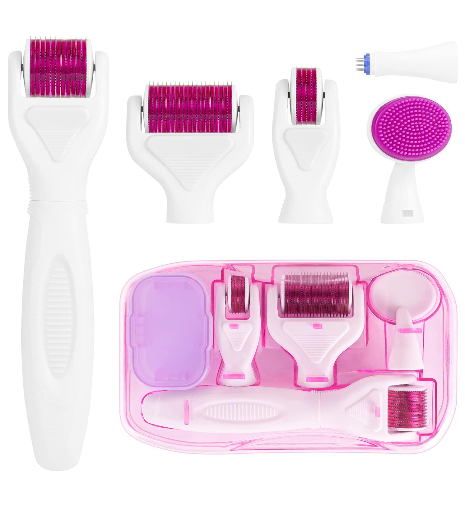 LOPHE 6 in 1 Derma Roller Kit Professional Microneedling Titanium Roller with Disassemble Working Heads 6 in 1 Kit - Buy Online on GoSupps.com