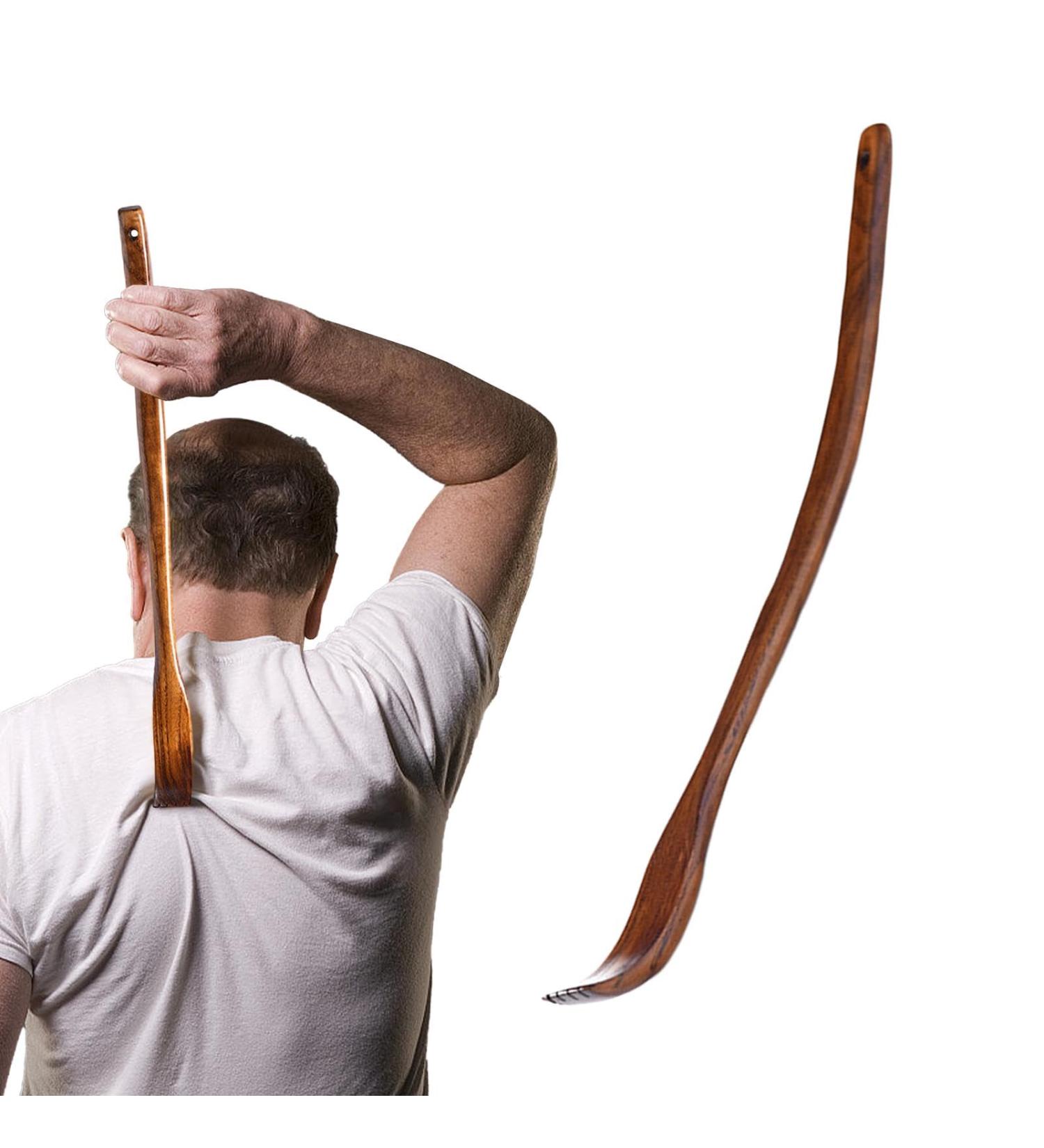 KisbeiBiBi Wooden Back Scratcher - Extended Curved Handle Anti-Itching Gentle for Skin 17.72 x 1.18 inches - Perfect for Men & Women - Buy Online on GoSupps.com