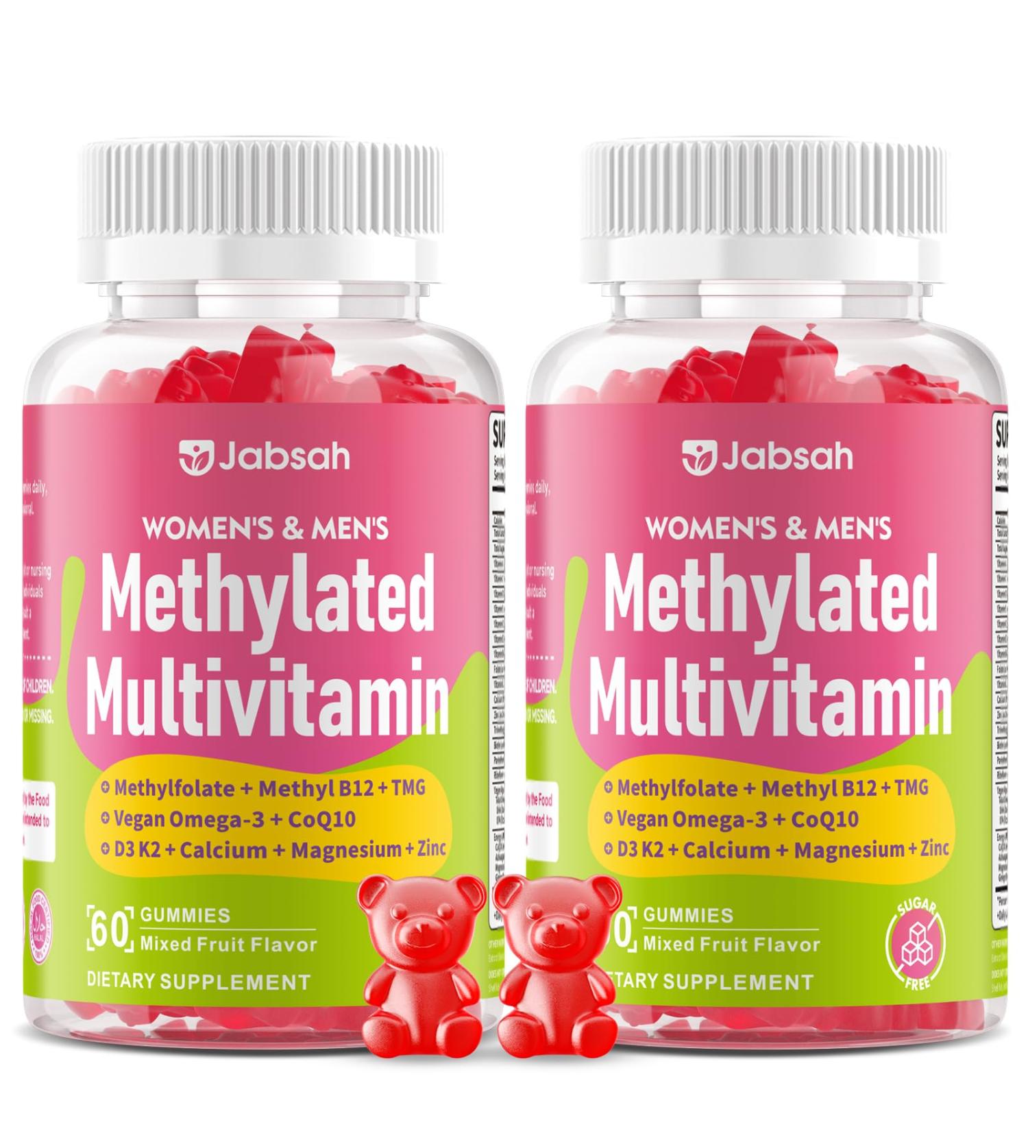 Methylated Vitamin B Complex Gummies for Women & Men, Multivitanins Gummy with Vitamin A, C ,E, Methylfolate & B12, TMG, Calcium, D3 K2, Magnesium & More for Overall Health-Vegan, Sugar Free,120 Cts - Buy Online on GoSupps.com